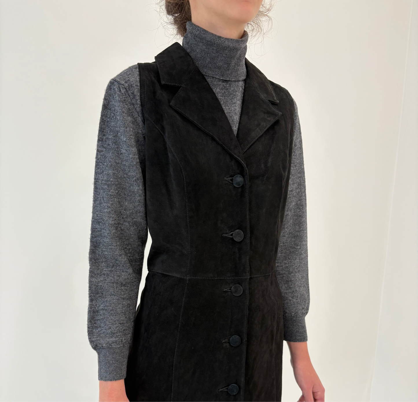 Maleta charcoal gray din lana merino extrafina de gramaj mare petite