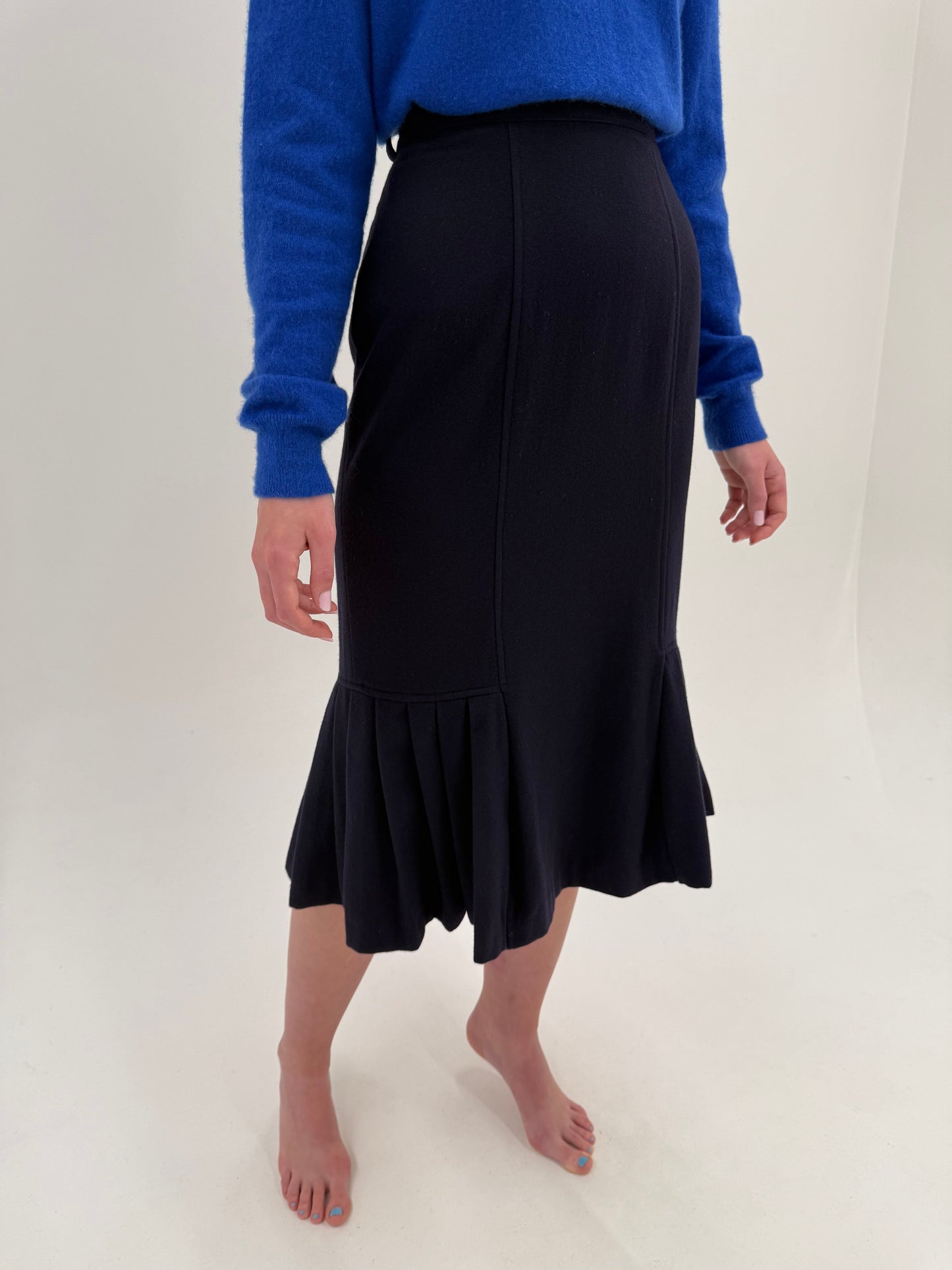 Fustă italiană mermaid midi spre maxi din lana plină pura certificată