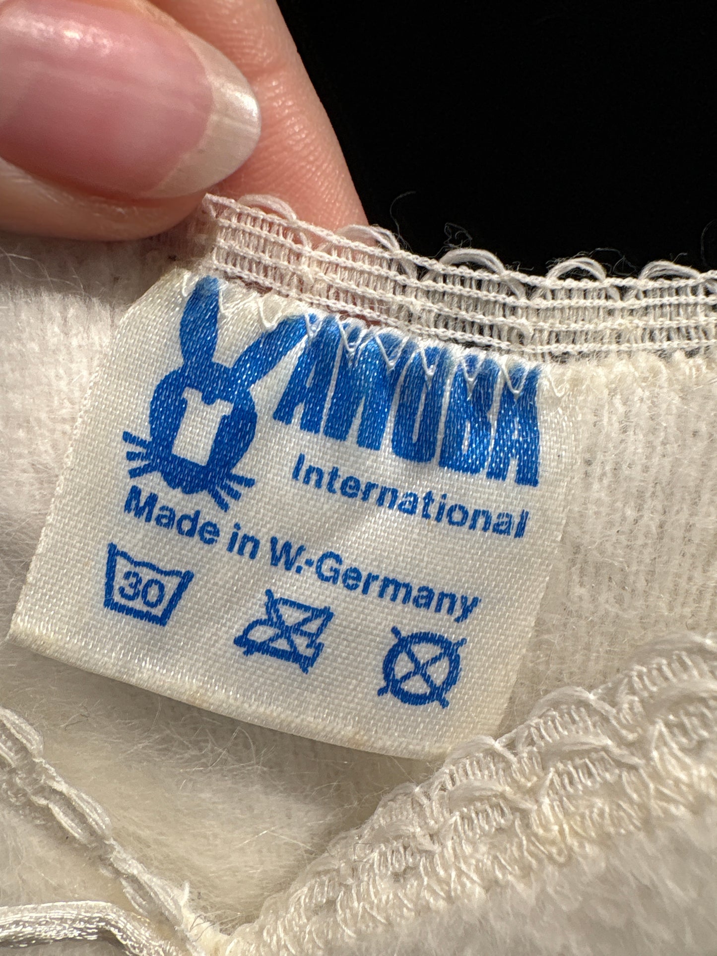 Top old vintage anii 80 din Angora cambrat și lung în stil furou