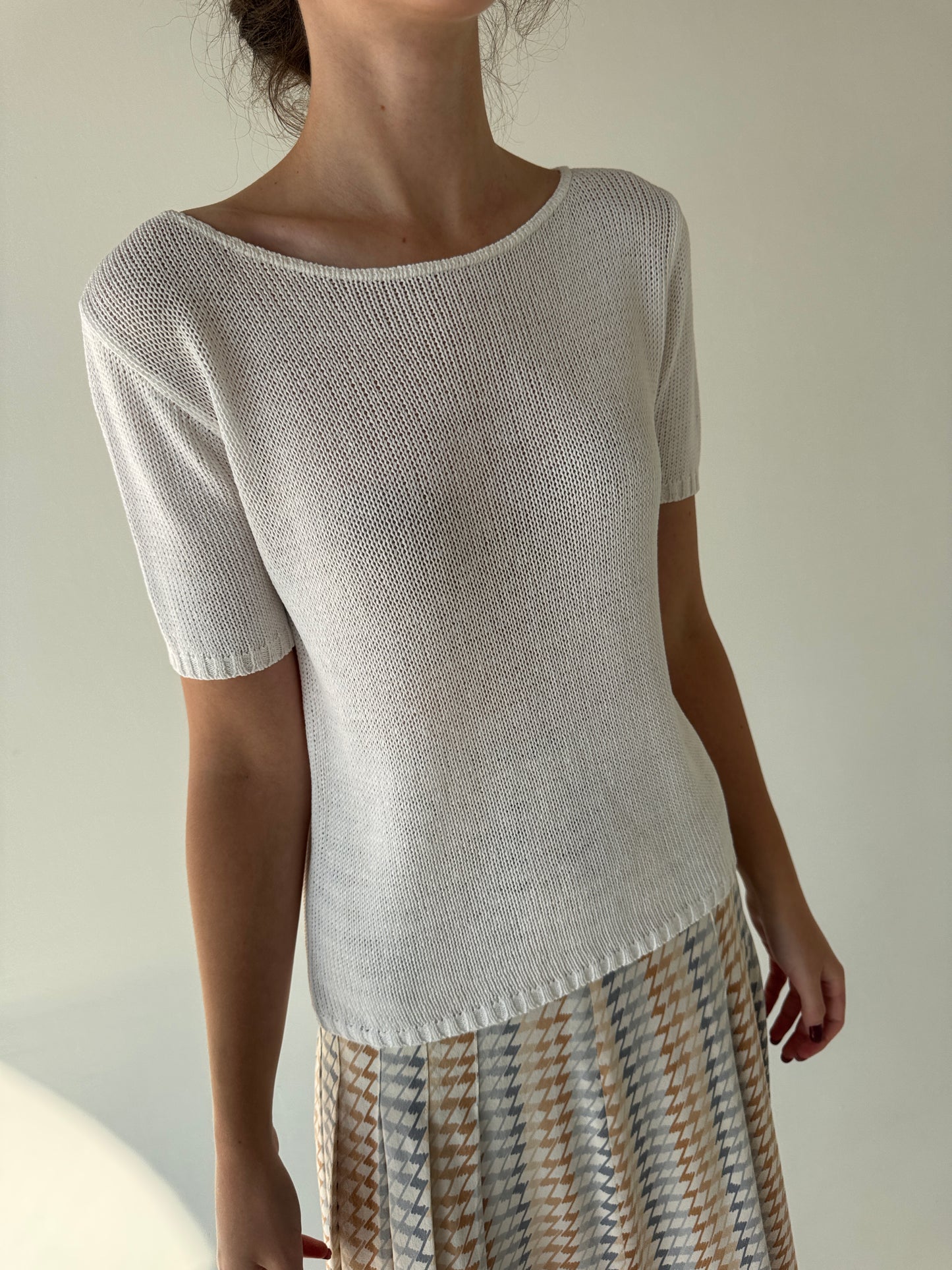 Top din jerse premium de bumbac ușor cambrat