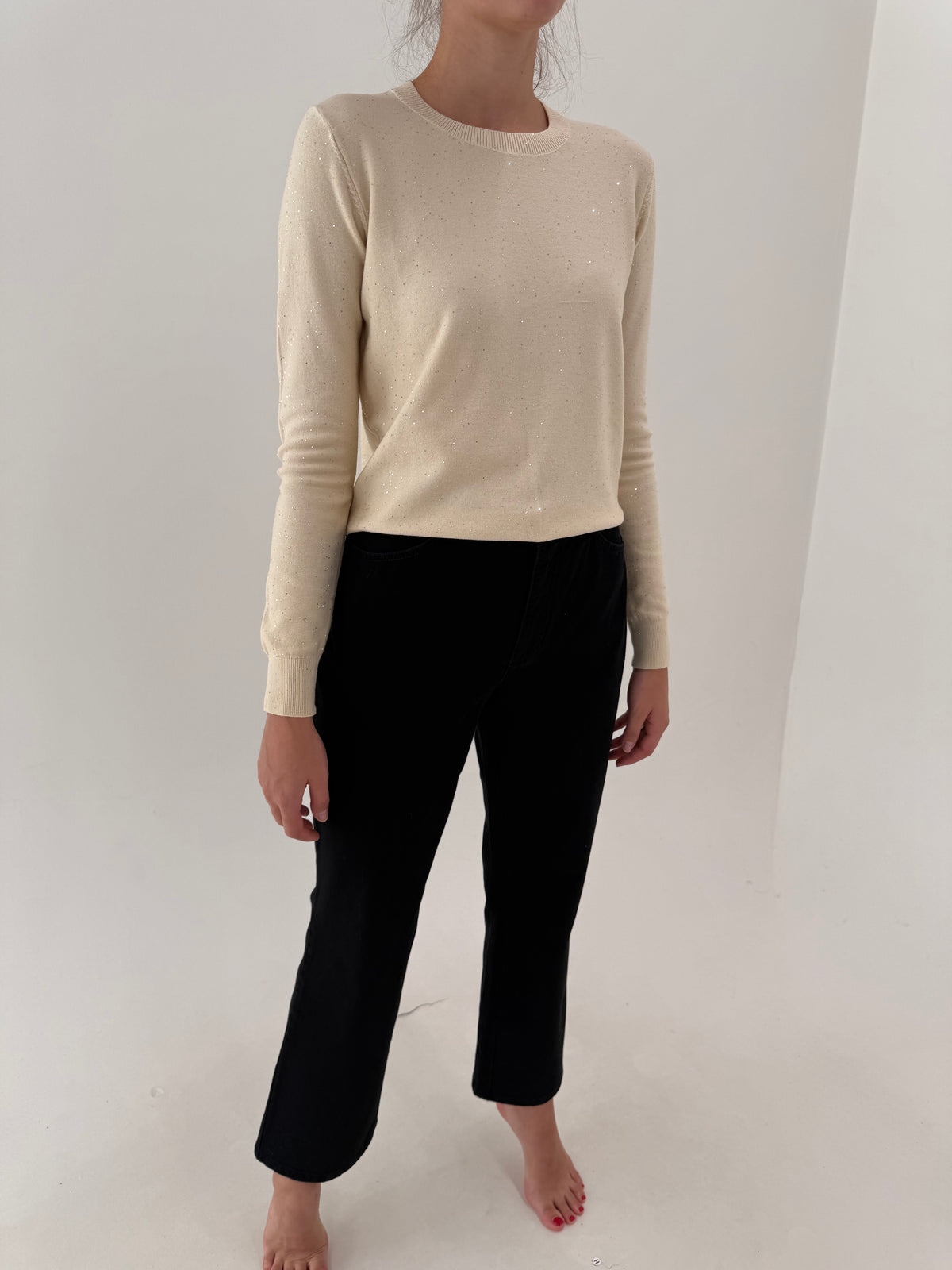 Jeans negru fără efect prespalat din bumbac plin ultra modelator confort
