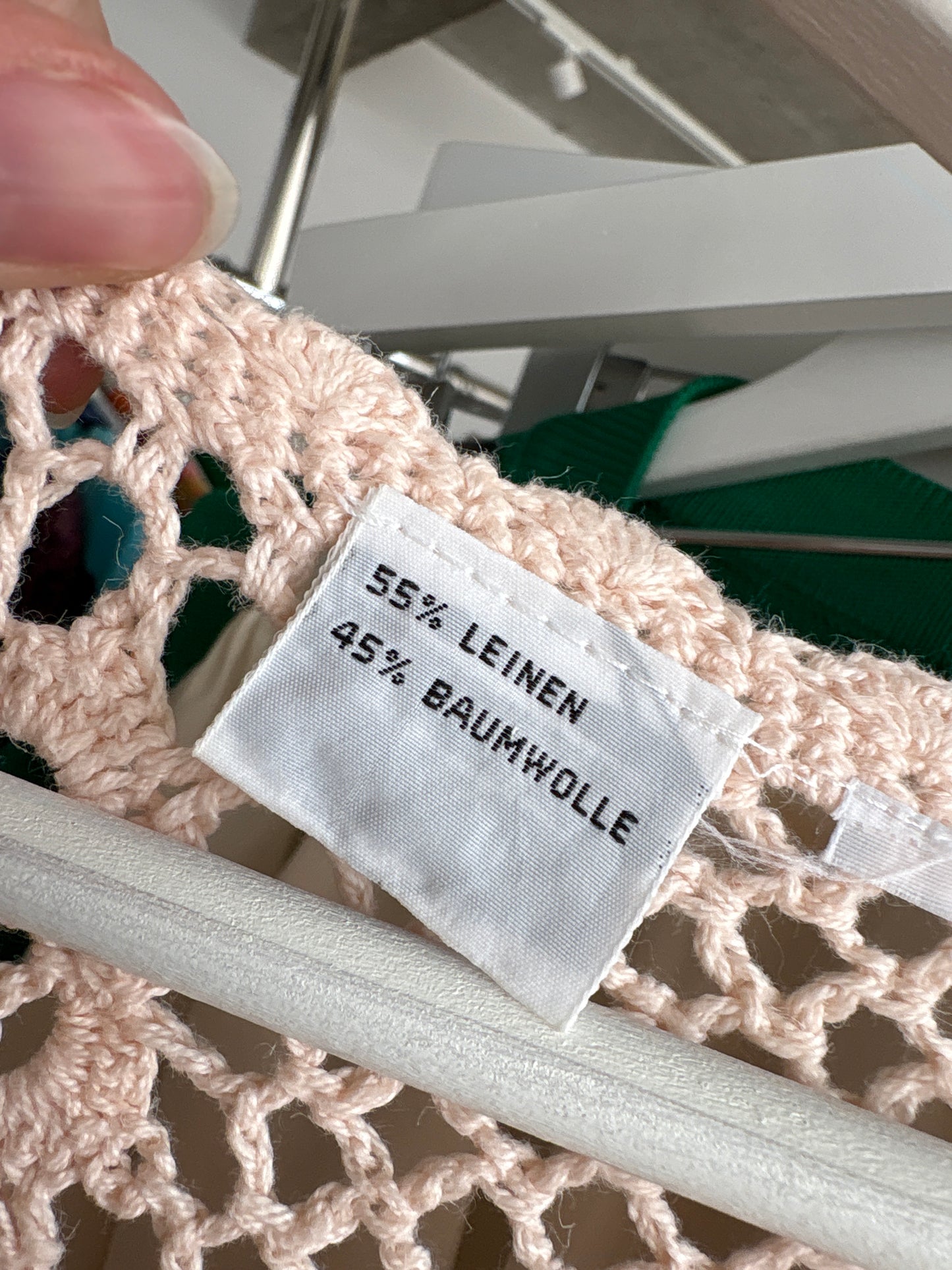Soft knit de vară din macrame lucrat manual powder Pink de in și bumbac