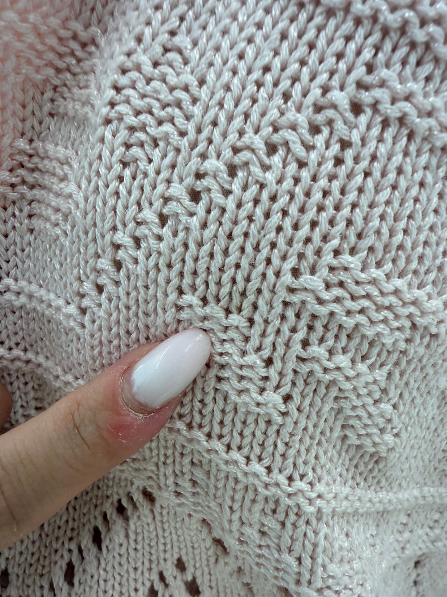 Top vintage din bumbac dantelat powder Pink in croi lejer