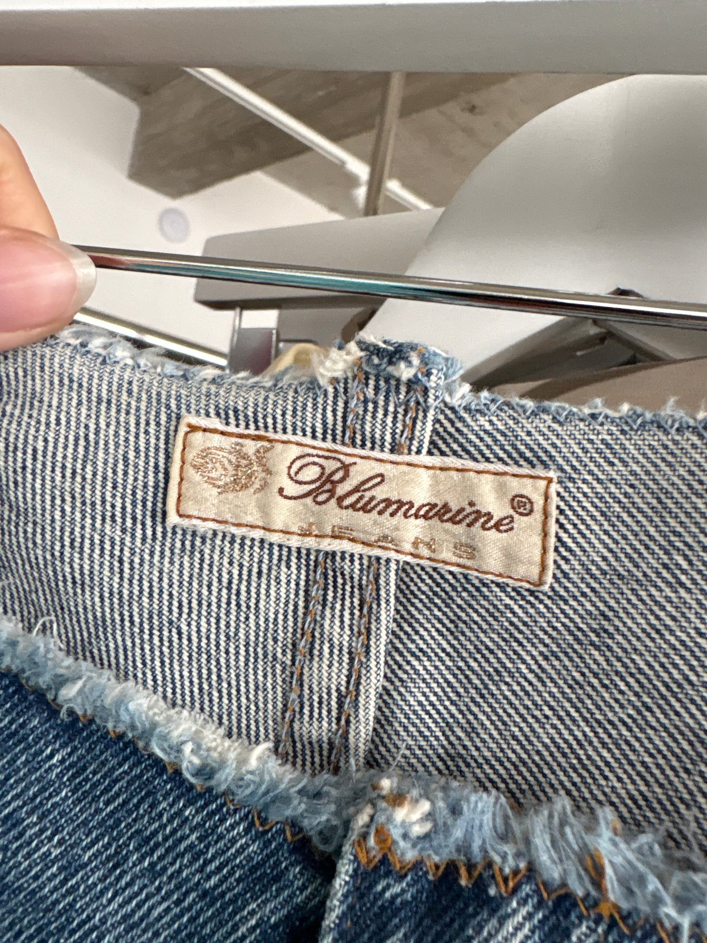 Jeans vintage petite Blumarine de vară cu aplicații în croi super revenit în trend