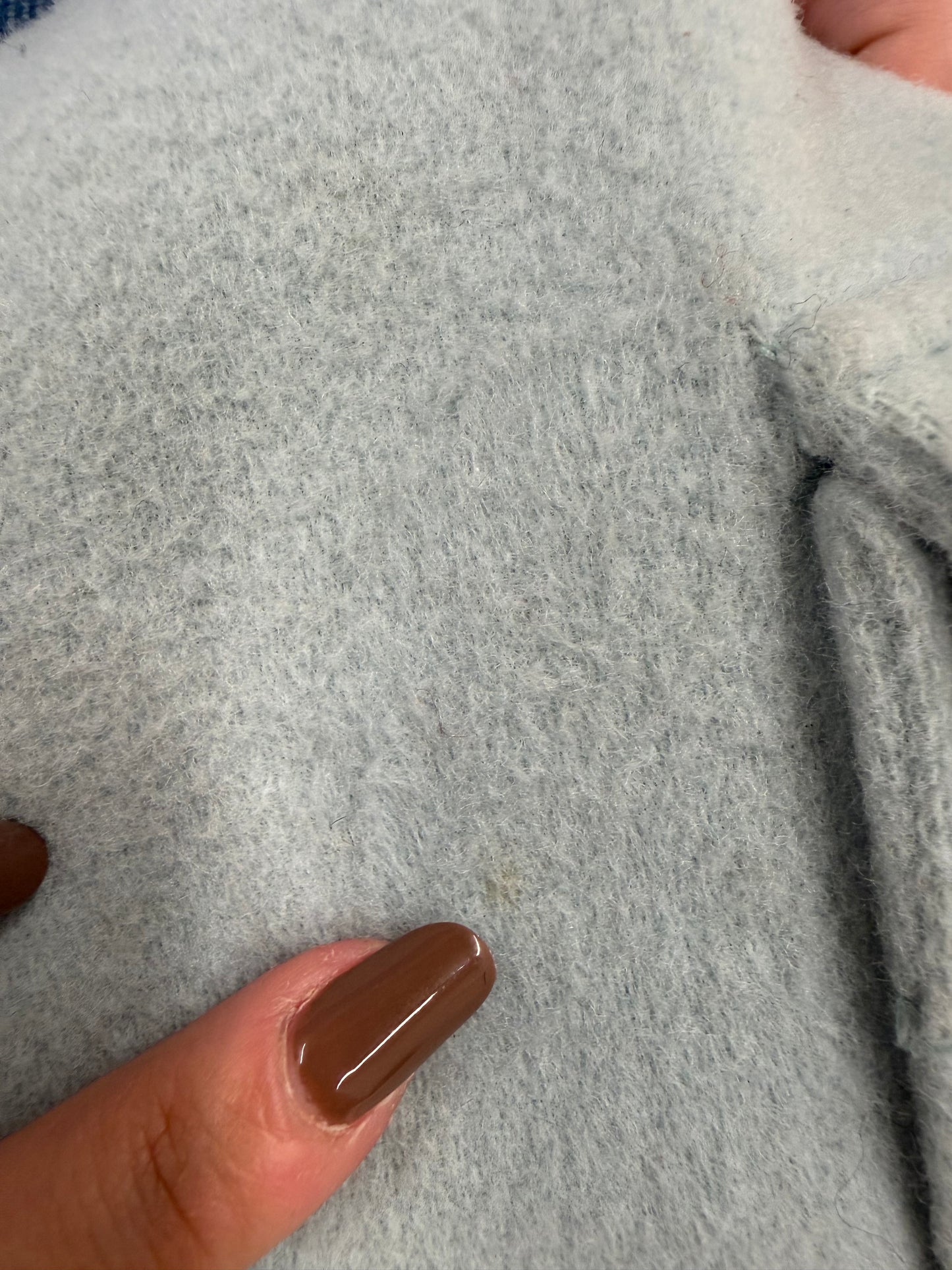 Parka vintage baby blue cu blană de vulpe argintie din lana excepțională