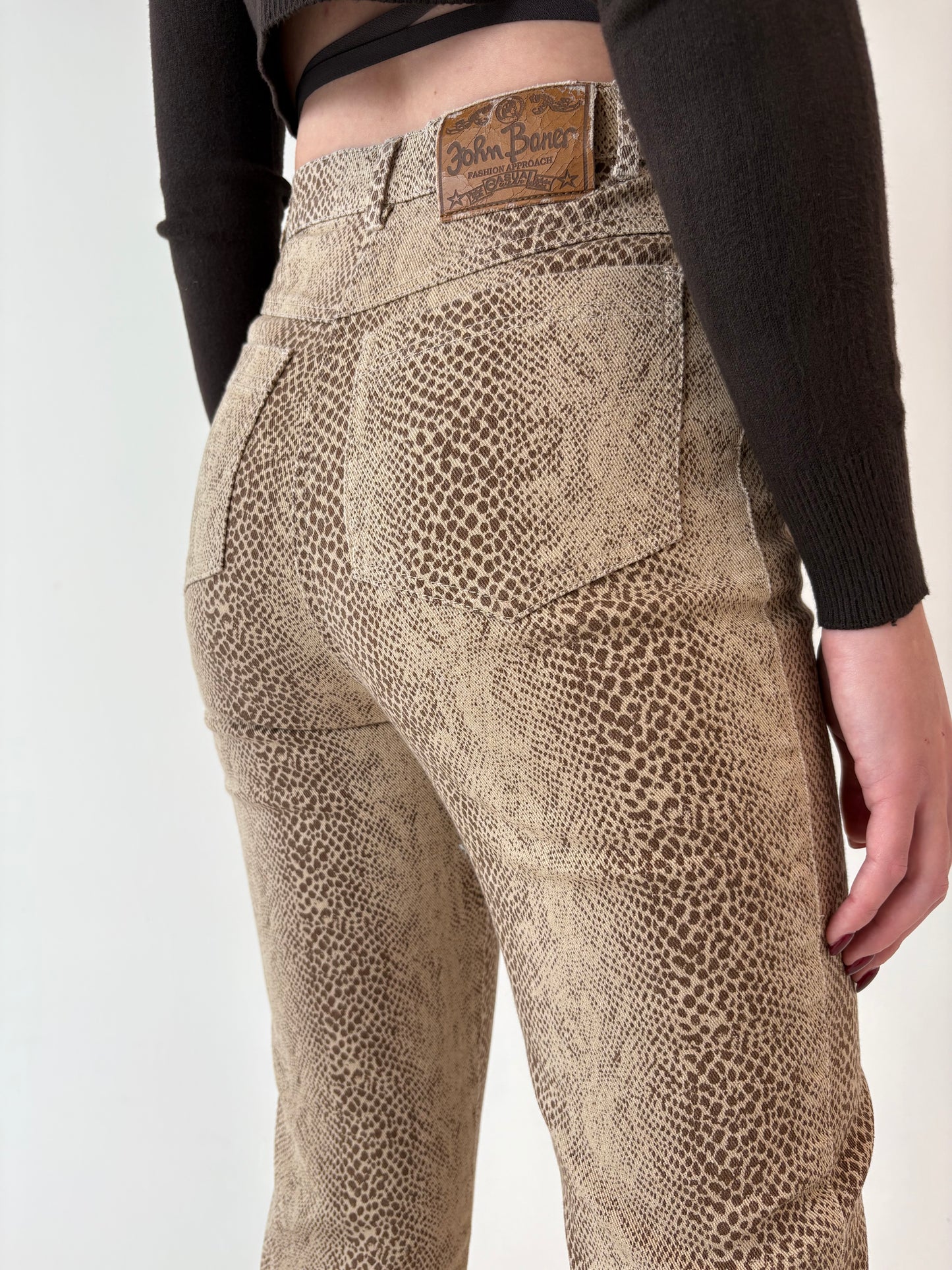 Jeans vintage Camel snake print ultra modelatori cu talie înaltă