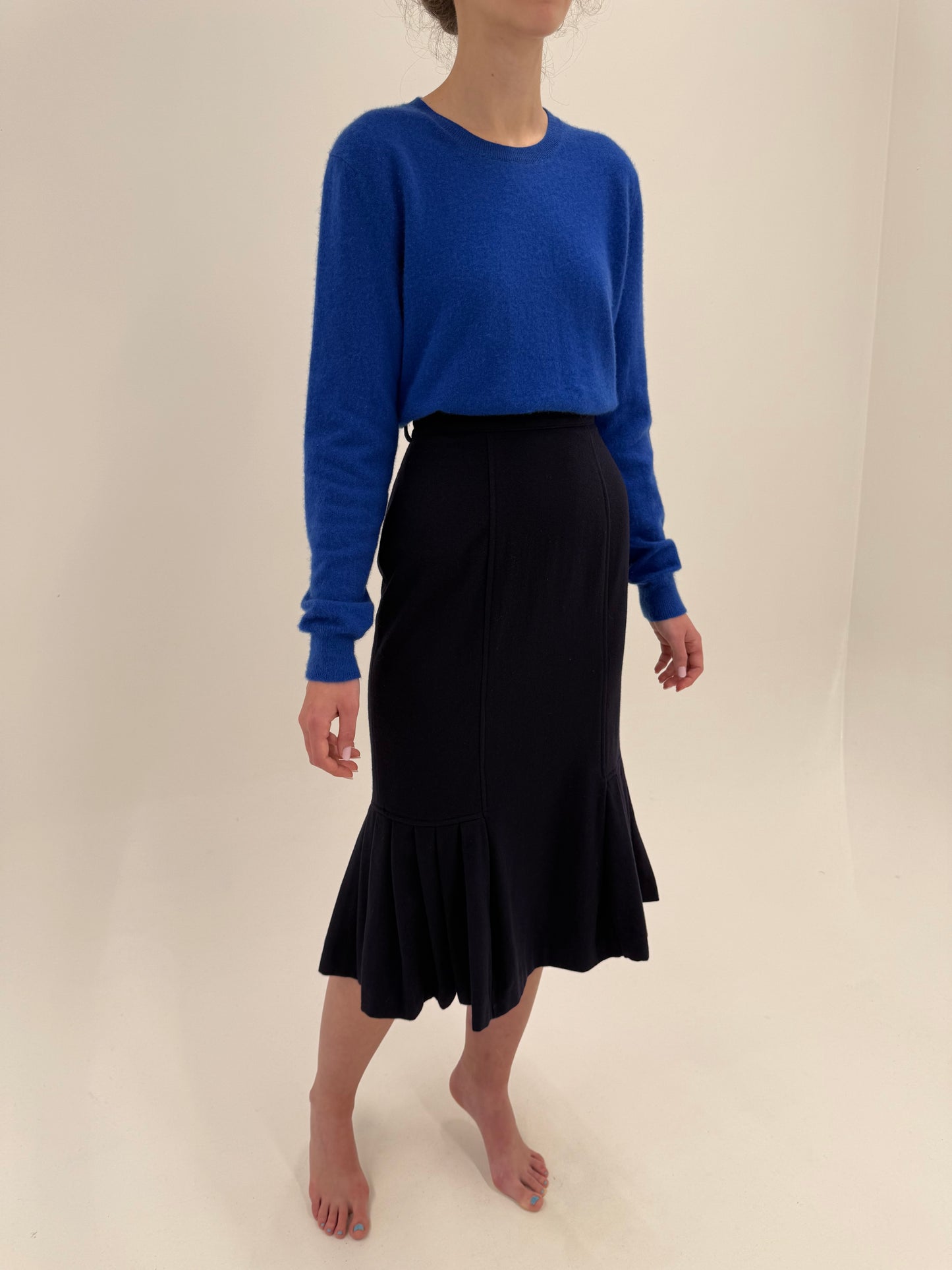 Fustă italiană mermaid midi spre maxi din lana plină pura certificată