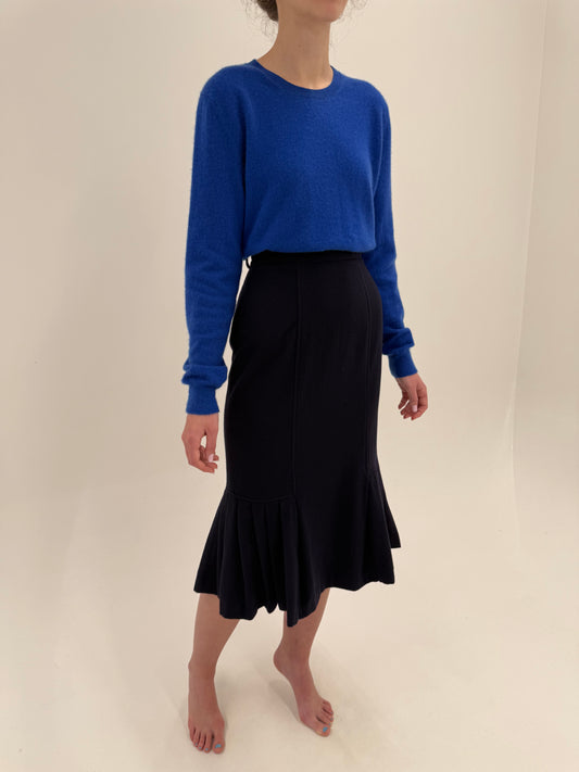 Fustă italiană mermaid midi spre maxi din lana plină pura certificată