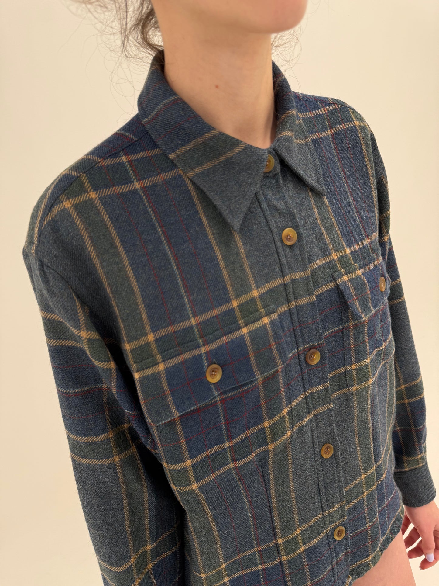 Cămașa Ralph Lauren / overshirt ușor cambrat din lana în carouri