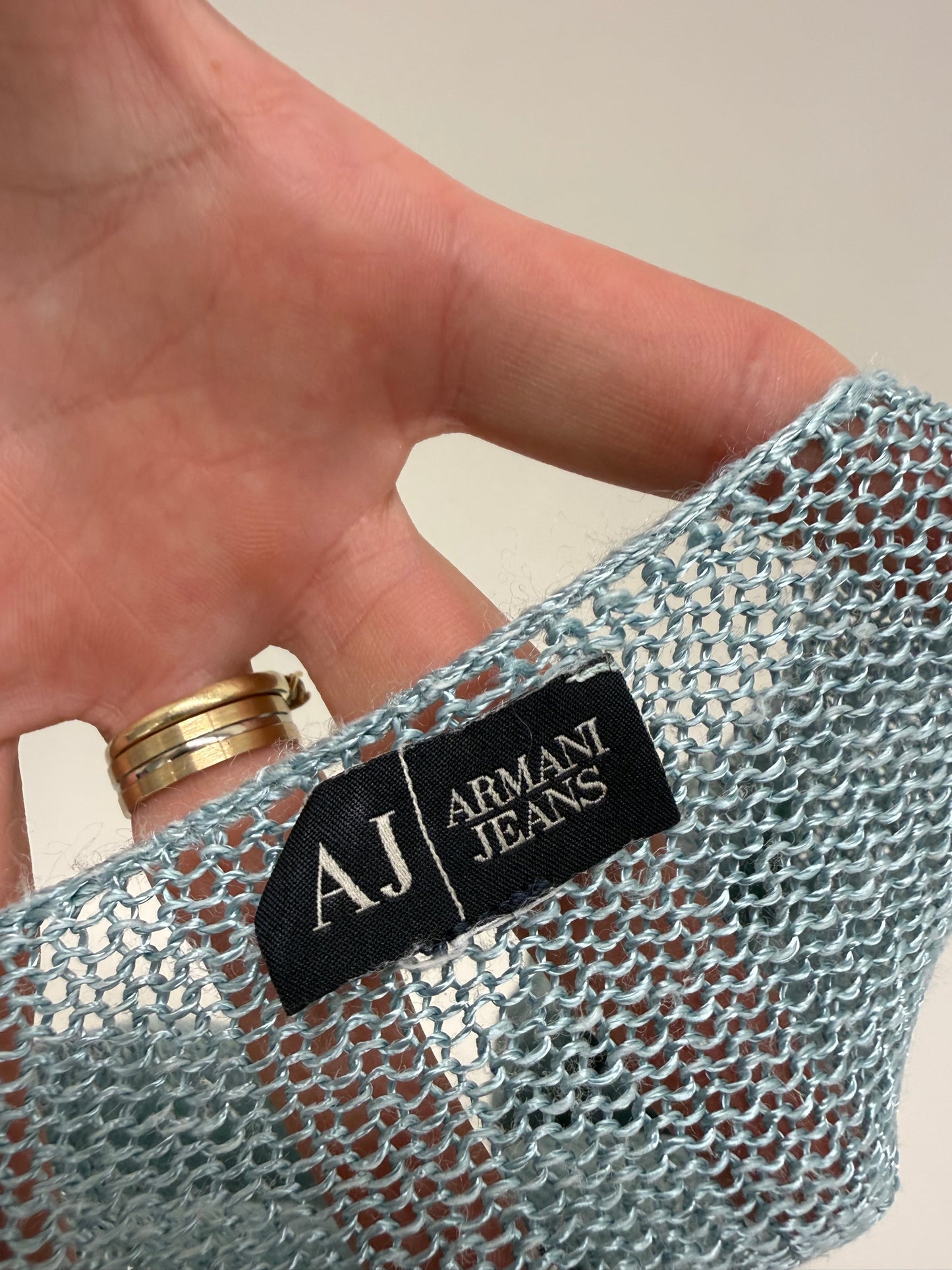 Set Armani din soft knit vaporos de vară dusty baby blue