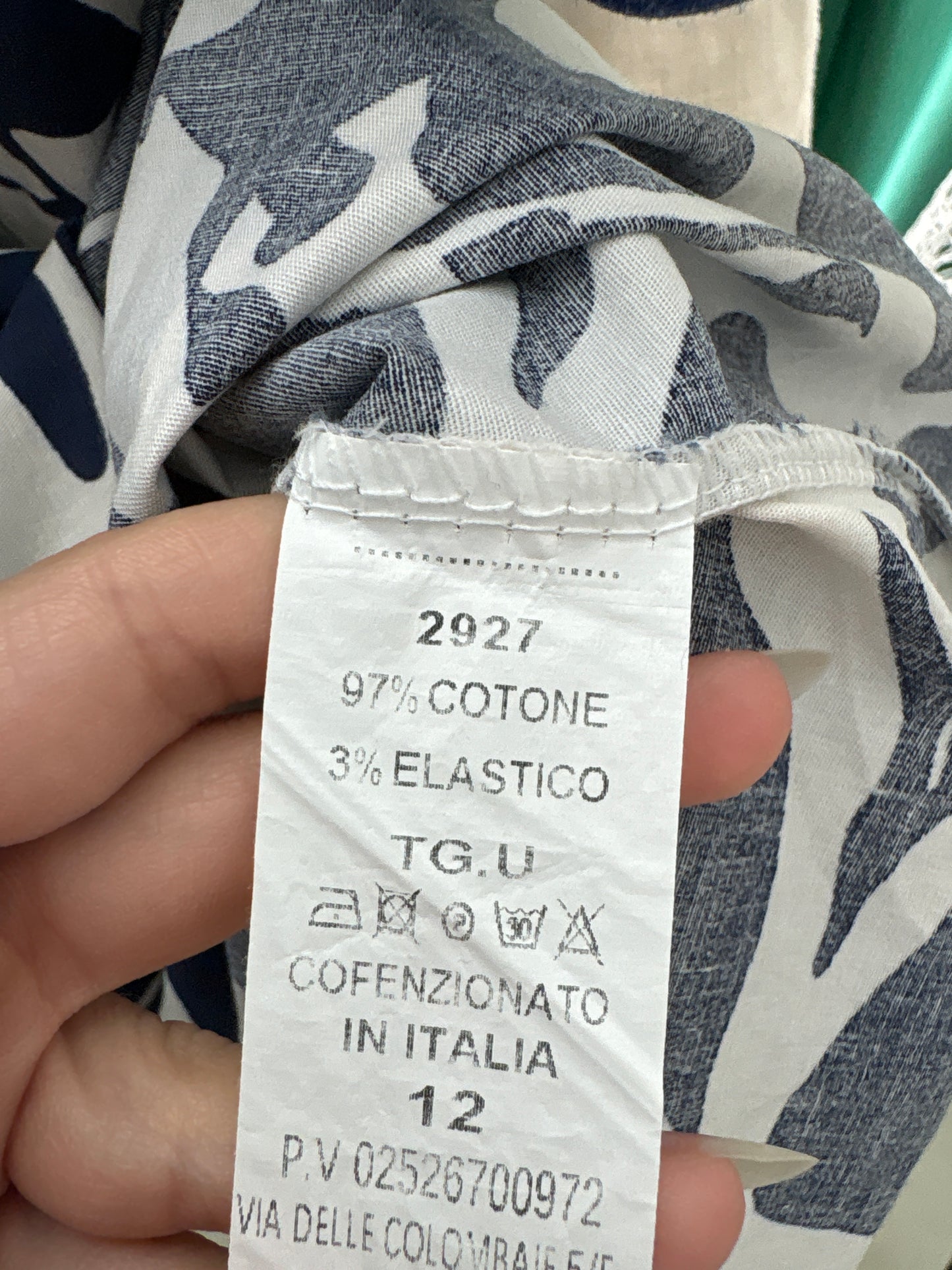 Rochie italiana în croi lejer din bumbac premium ultra confort cu print Navy