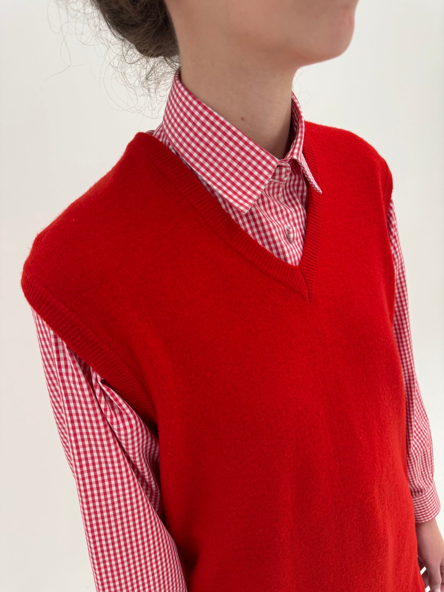 Top/ vesta vintage cherry red 80% lana extrafina