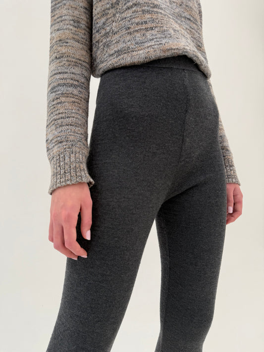 Pantaloni skinny fit cu talie ultra ultra înaltă din lana merino de gramaj mare