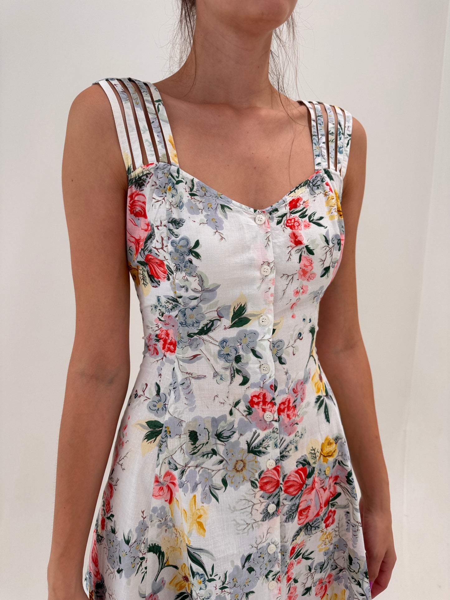 Rochie vintage cu print floral superb din cea mai fină panzica de bumbac