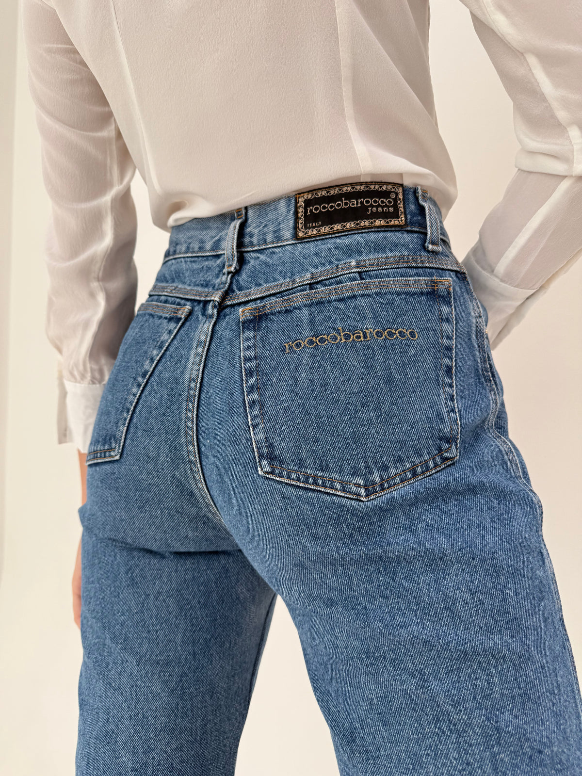 Jeans vintage Rocco Barocco excepționali în croi super revenit în trend