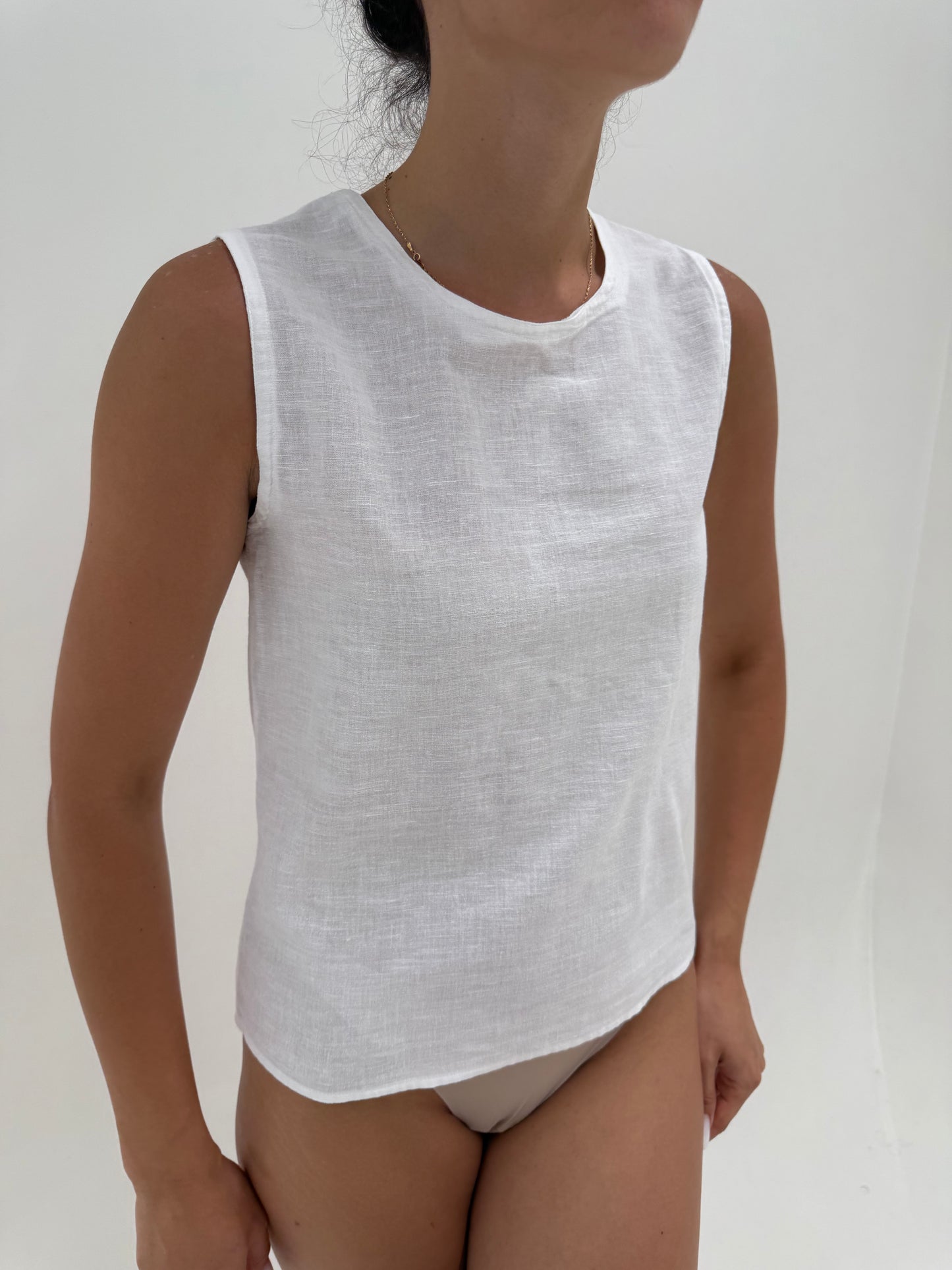 Top minimalist din pânză de in și bumbac