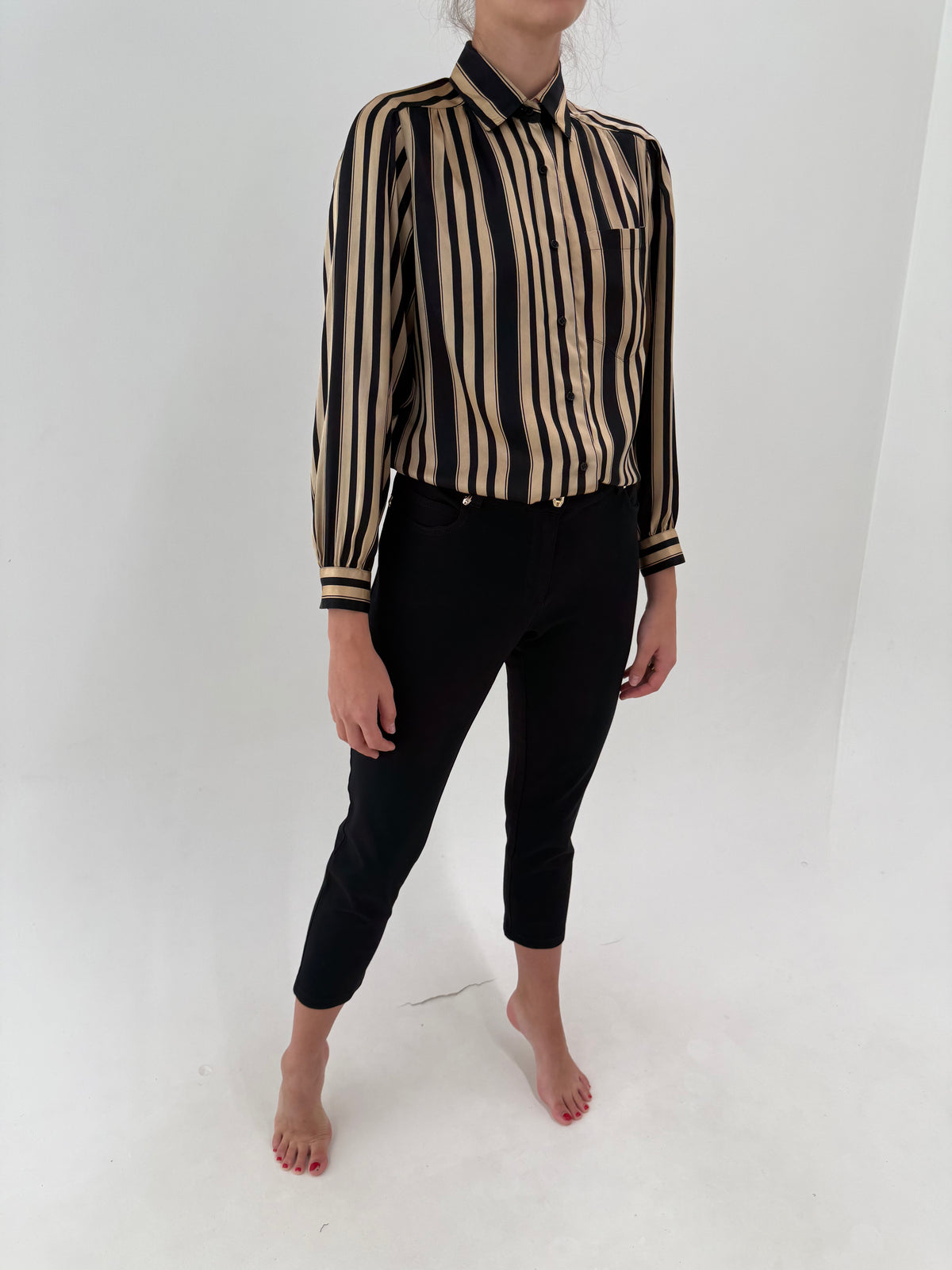 Pantaloni Cavalli negri petite din material plin ultra confort modelatori
