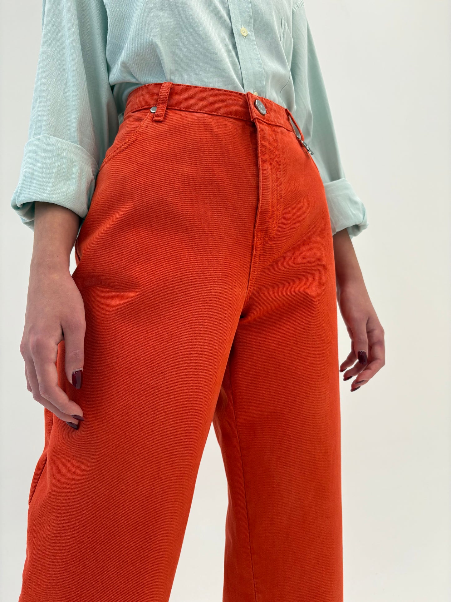 Jeans de brand premium italian Barrel petite cu talie ultra înaltă