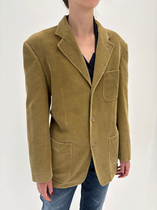 Sacou italian camel din corduroy în croi actual