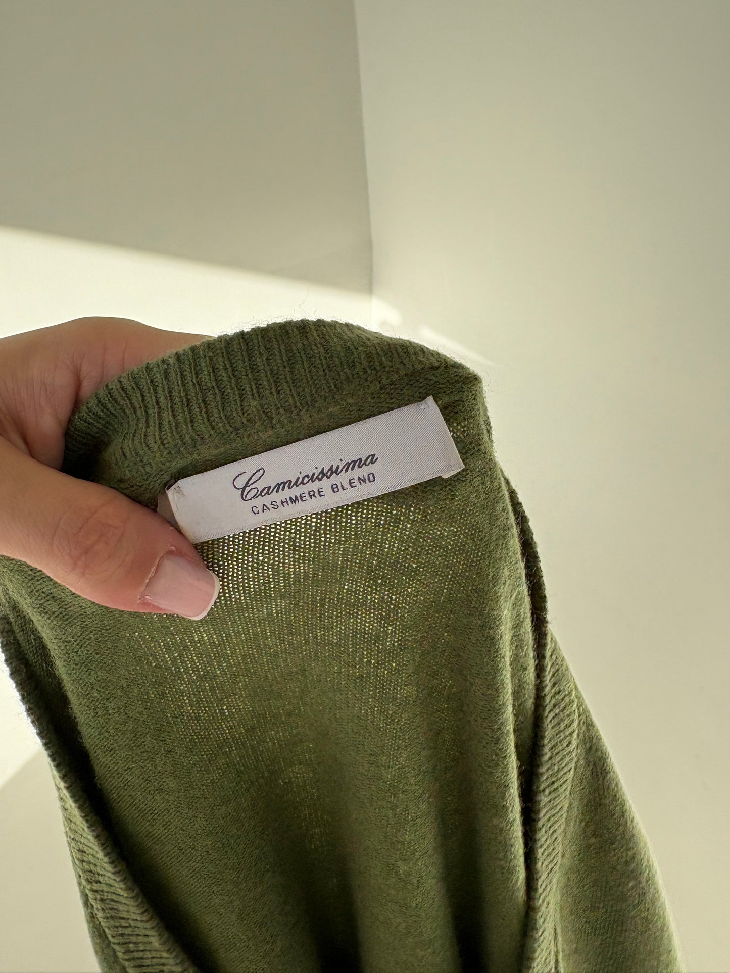 Pulover seaweed green din lana extrafina și cașmir