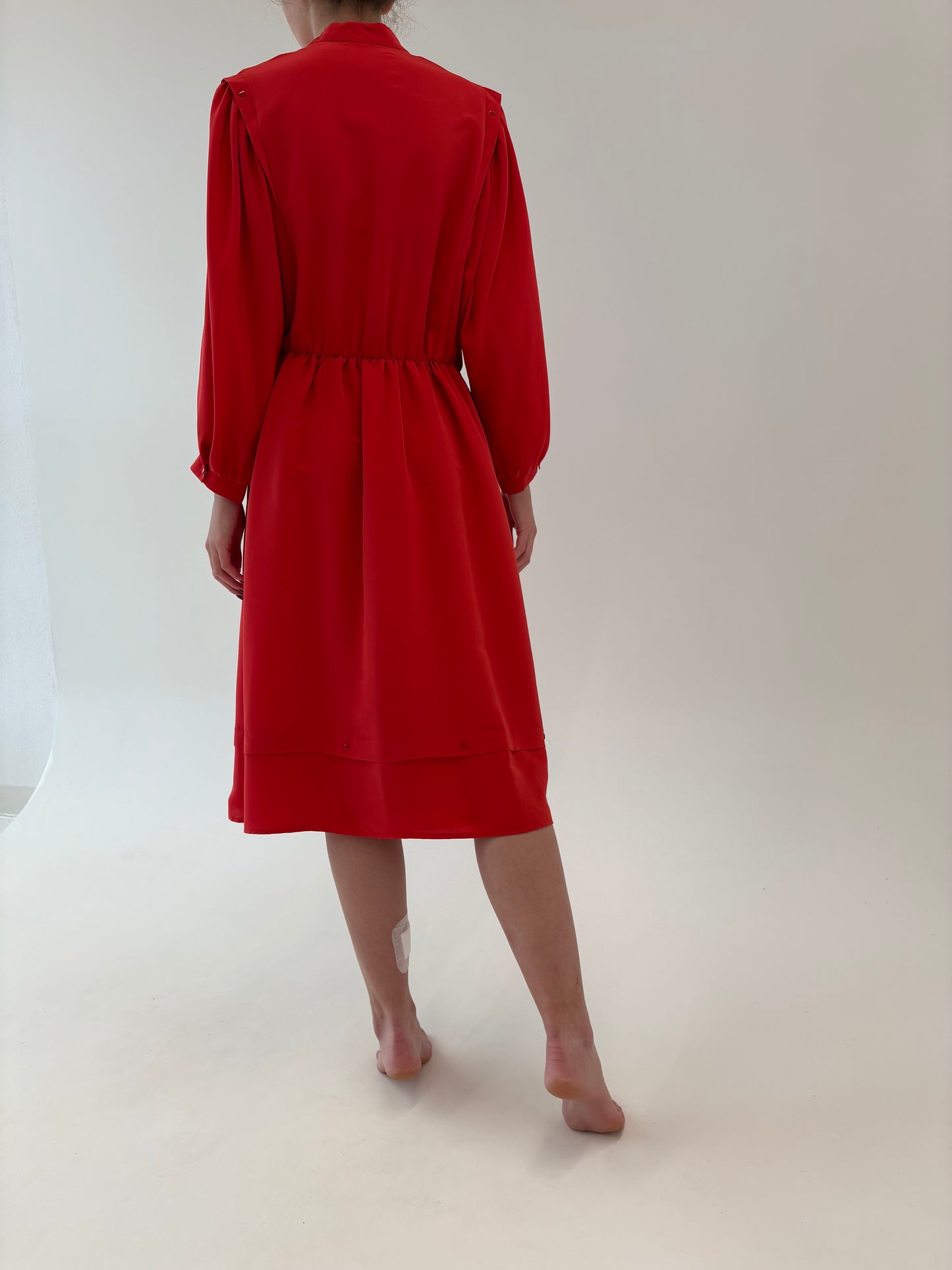Rochie vintage cherry red cu talie marcată elastică