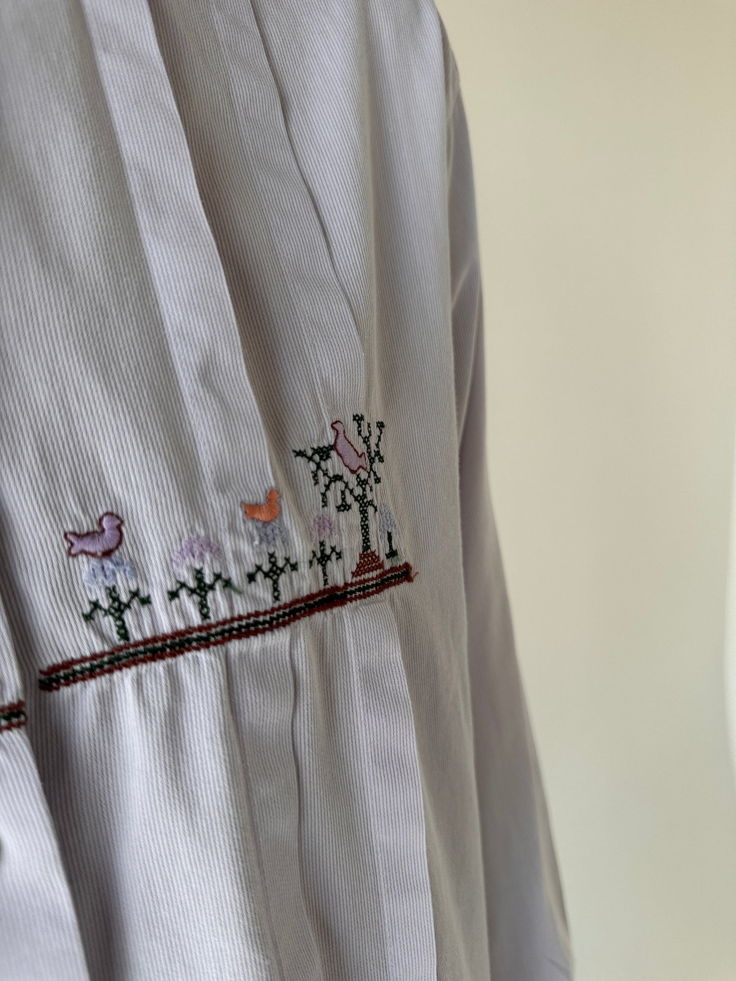 Cămașa vintage Stefanel cu broderie superbă light lavender din poplin texturat