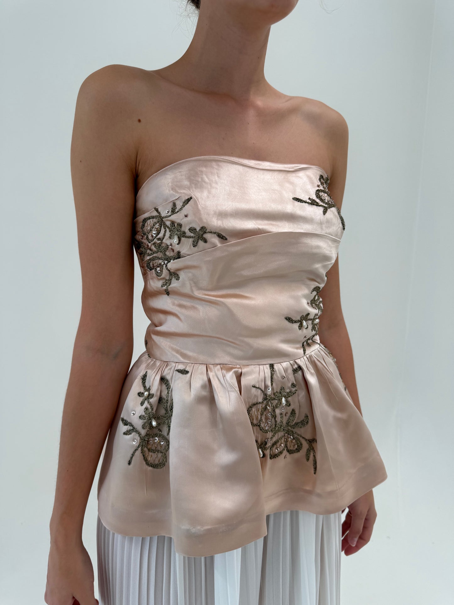 Corset luxury vintage din mătase naturală plină cu aplicații manuale delicate