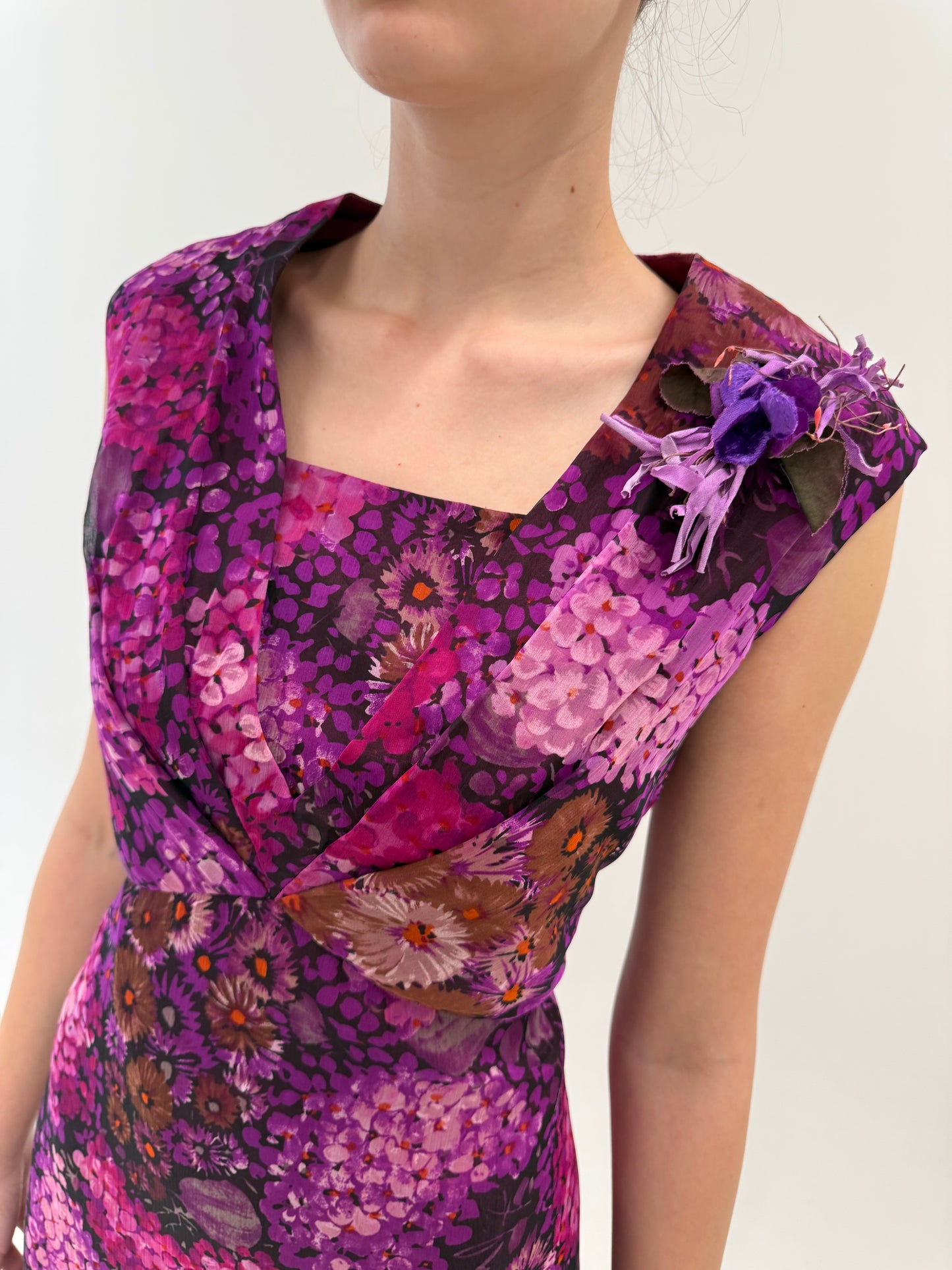Rochie maxi vintage din mătase naturală în culori superbe