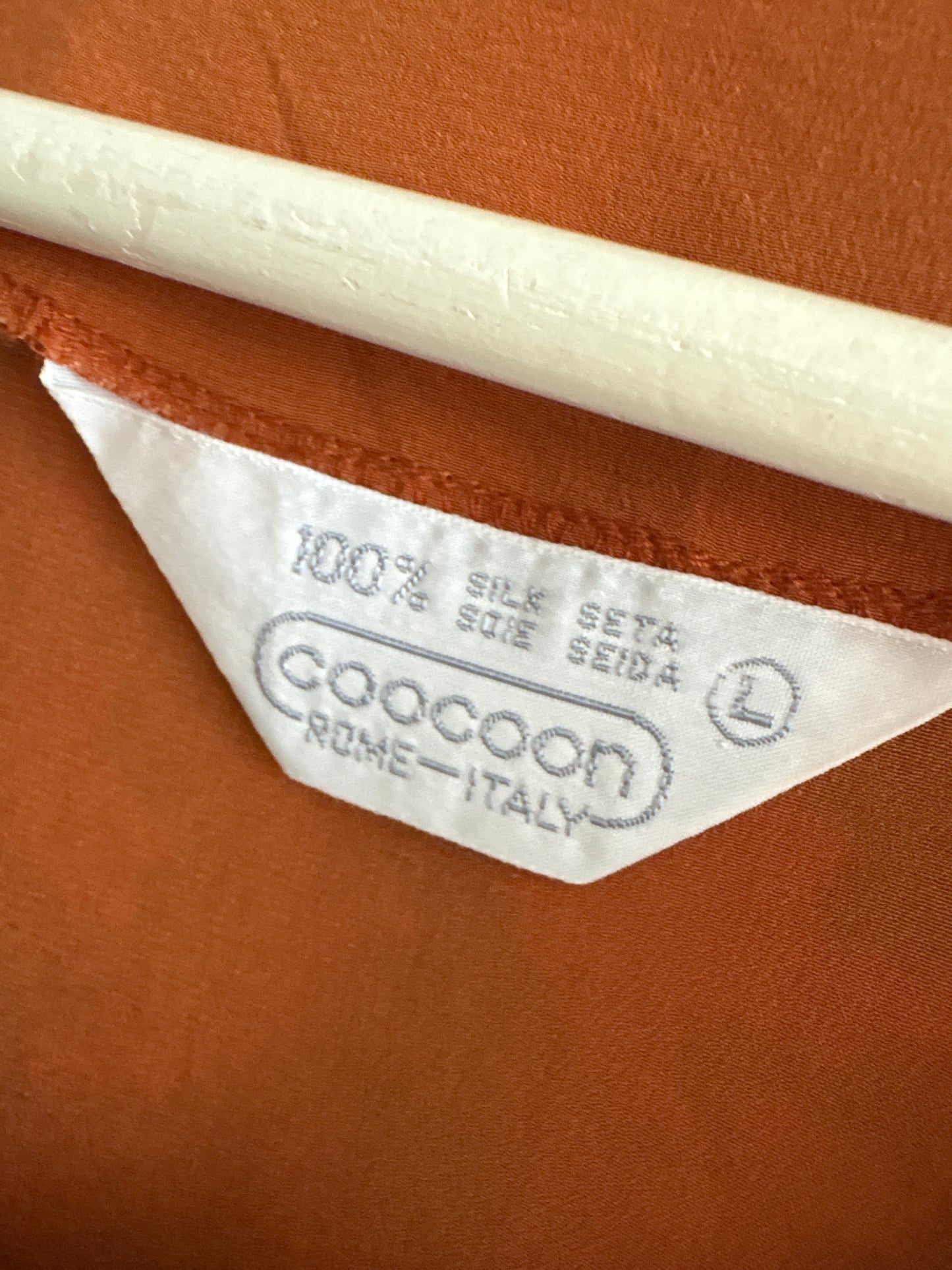 Top vintage italian caramel brown din mătase naturală în croi lejer