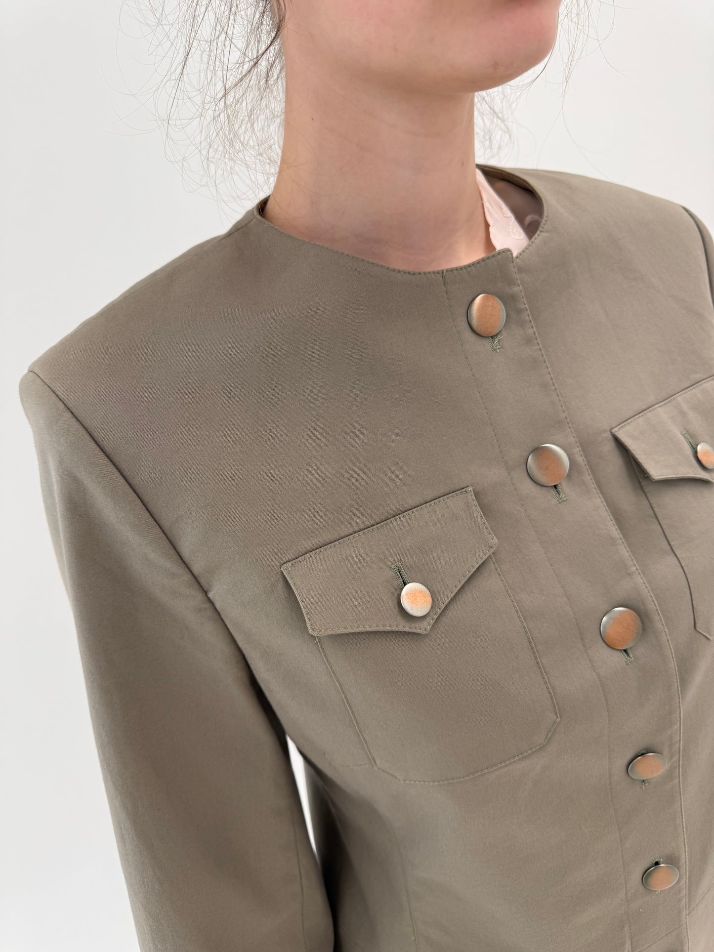 Sacou vintage cu influențe soft army din moleskin de bumbac ultra confort
