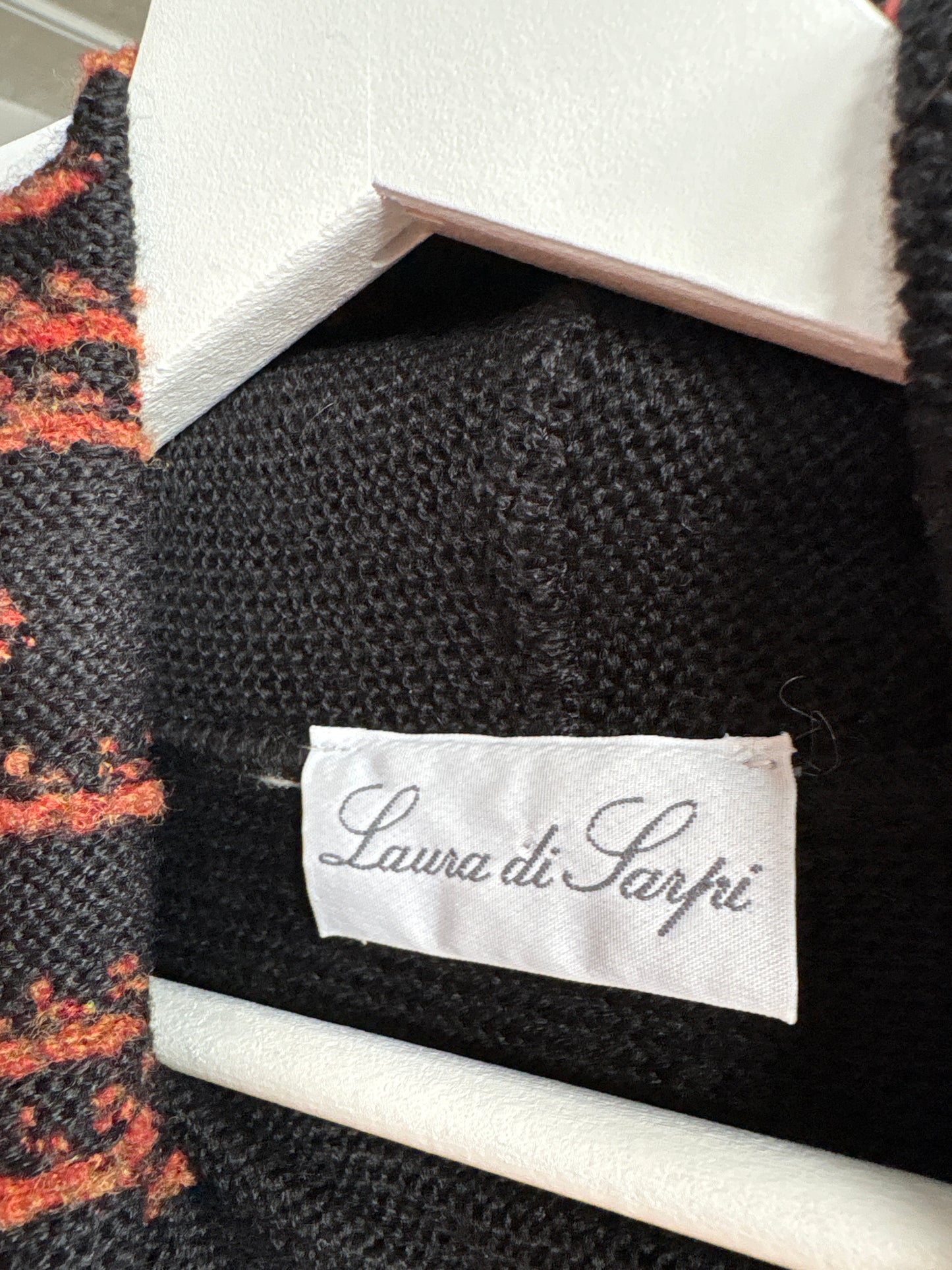 Maleta italiană neagră din lana merino extrafina cu inserții caramel 3D