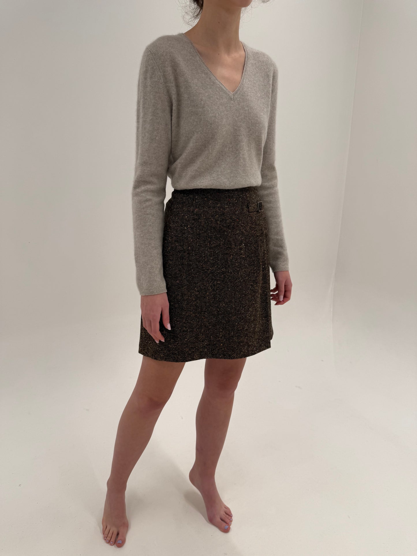 Fustă din tweed Donegeal cu detaliu petrecut în culori superbe