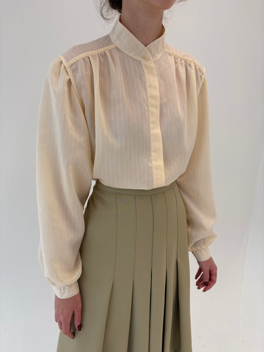 Cămașa vintage butter white din poplin moale texturat