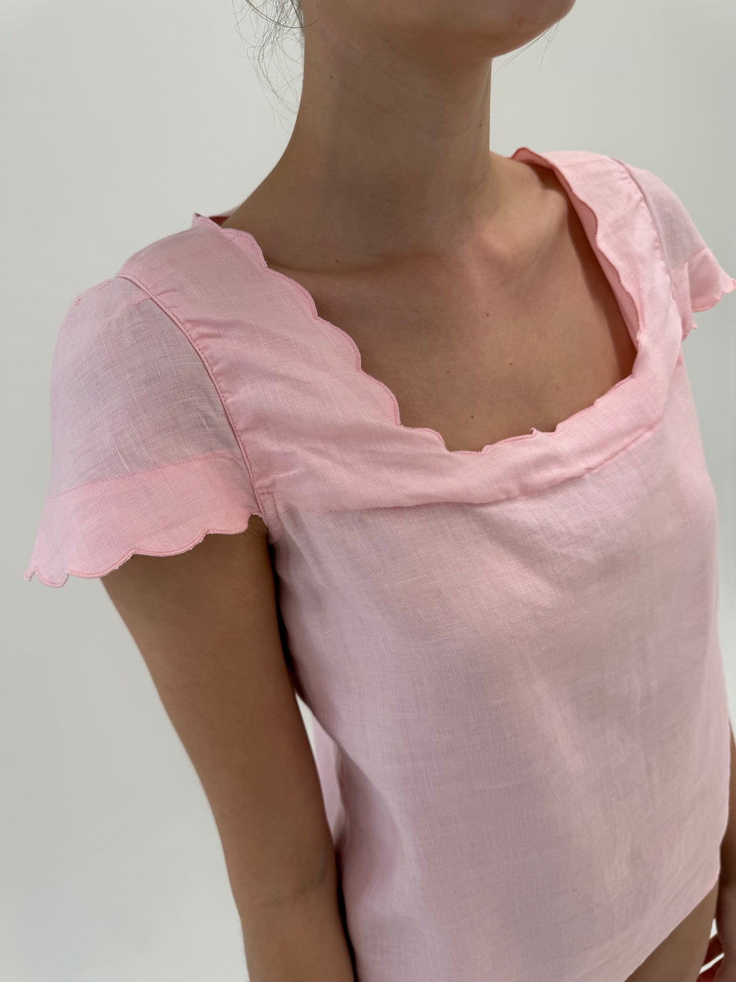 Top vintage roz pudrat din în în stil Chloe
