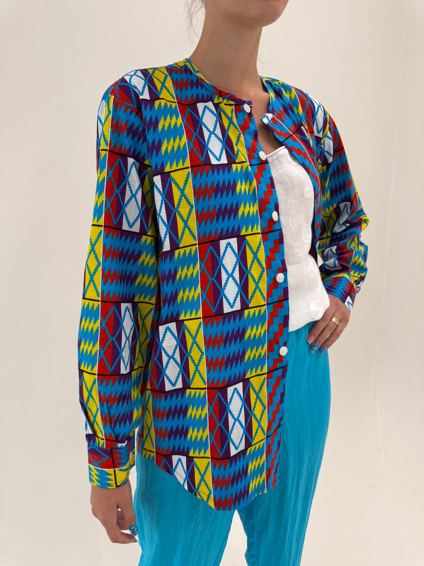 Overshirt în culori tari din canvas de bumbac tall