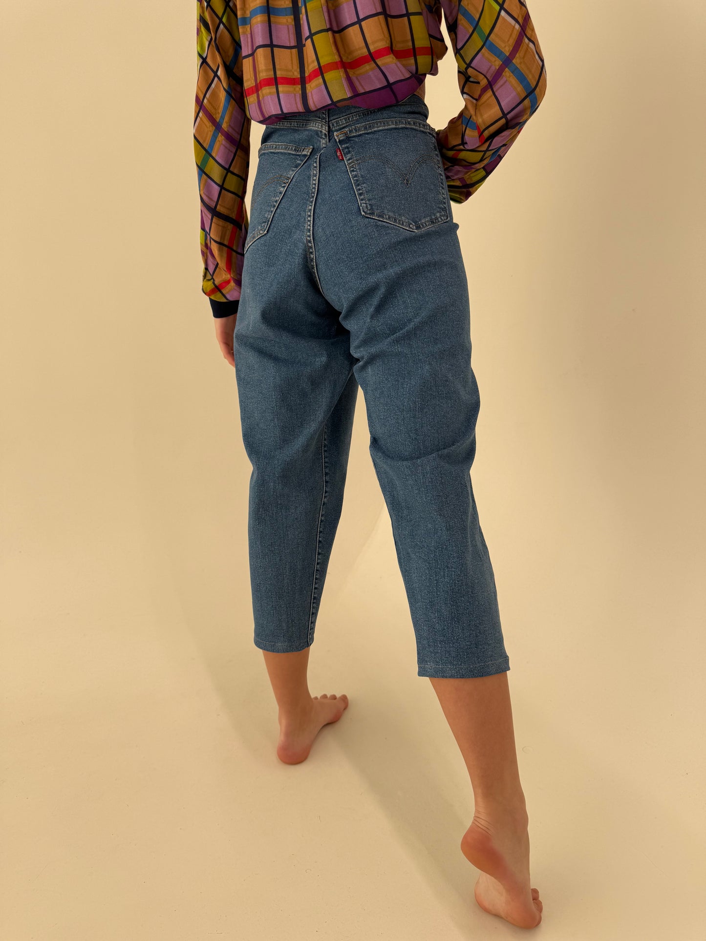 Jeans plus size vintage Levi’s modelatori cu talie înaltă classic wash