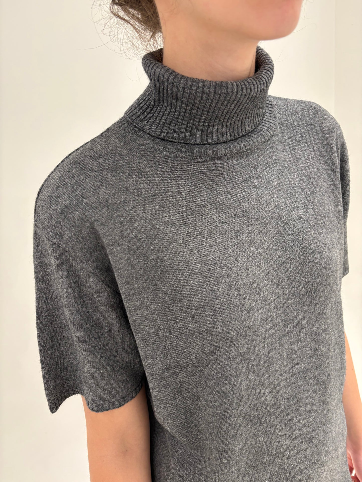 Maleta charcoal gray din cașmir și mătase naturală