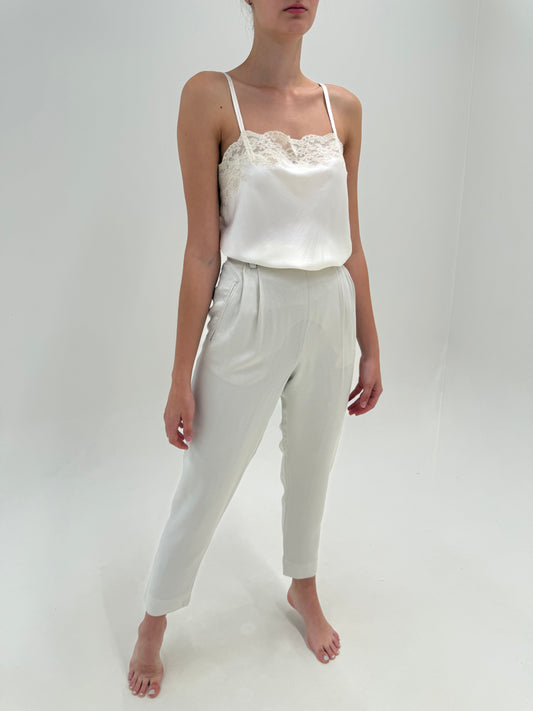 Pantaloni de brand super premium Seventy off white din pânză perlata