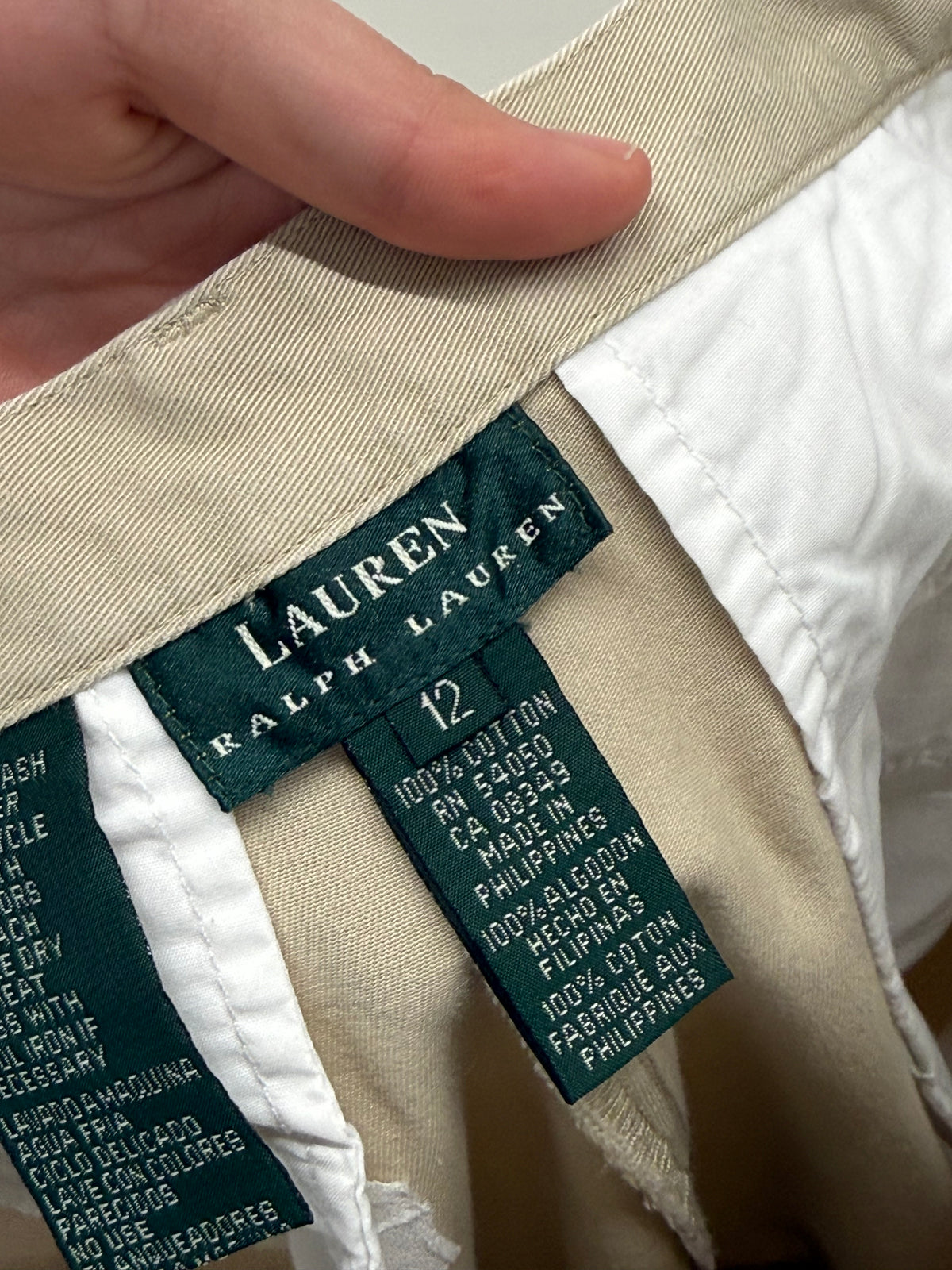 Pantaloni Ralph Lauren camel cu pense și talie ultra înaltă din heavy cotton twill