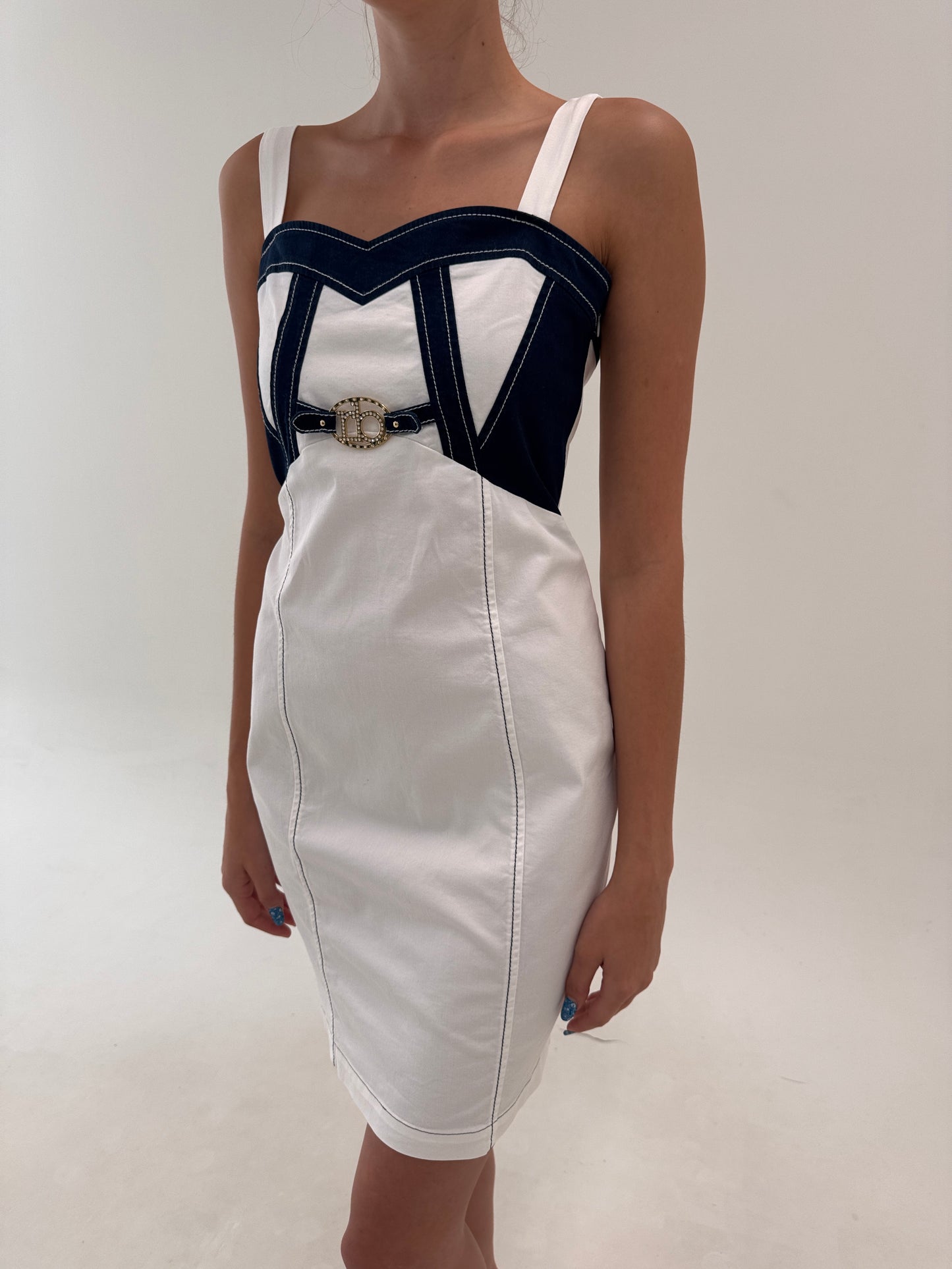 Rochie Rocco Barocco bodycon din canvas de bumbac modelator cu influențe nautice