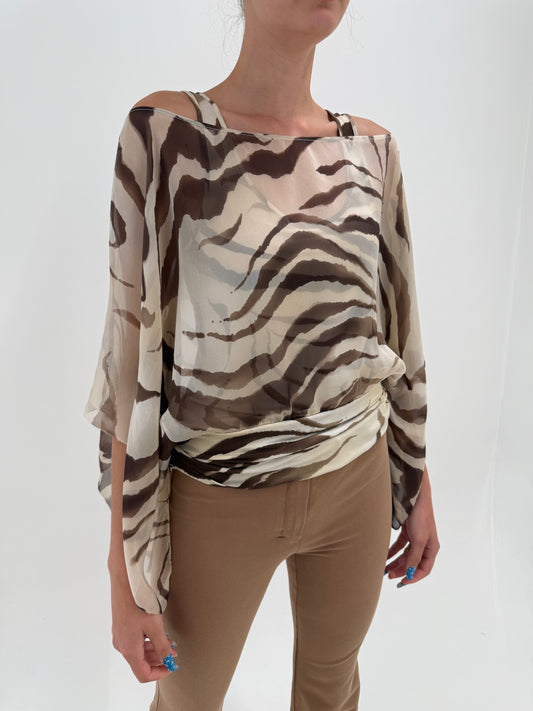 Top Max Mara ultra chic din mătase naturală cu animal print stilizat