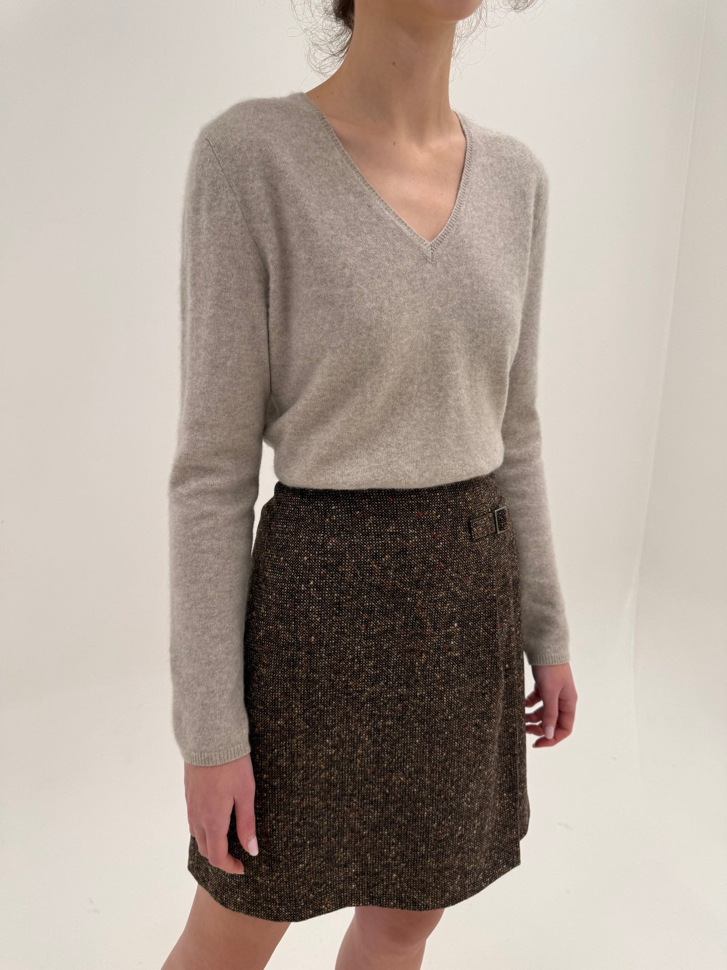 Fustă din tweed Donegeal cu detaliu petrecut în culori superbe