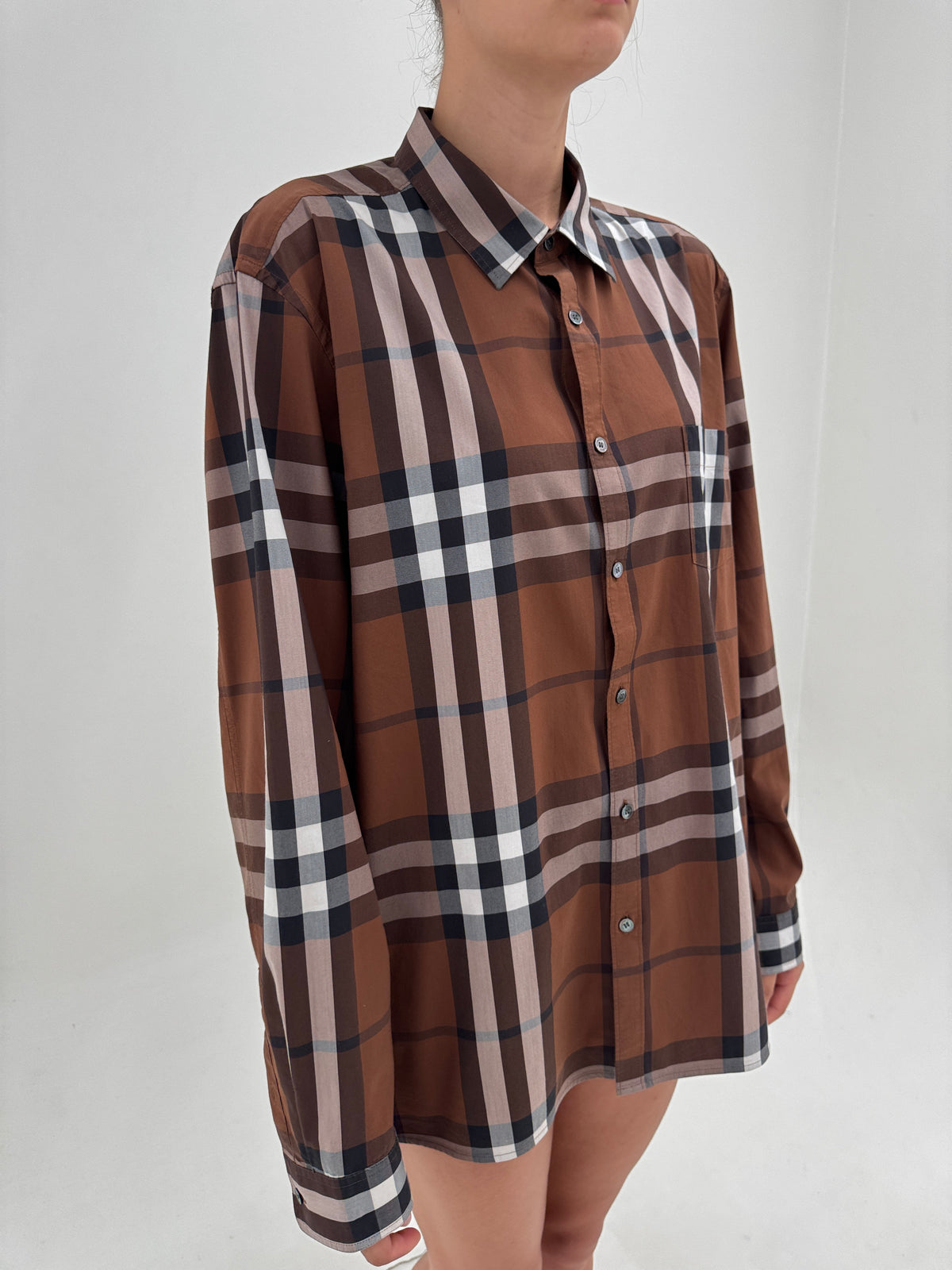 Cămașa Burberry din poplin gros cu print specific brandului
