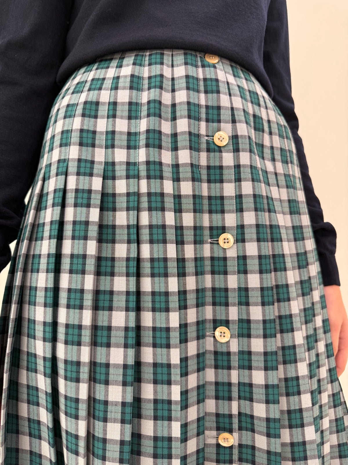 Fustă Marella by Max Mara vintage plisată din lana extrafina în carouri midi