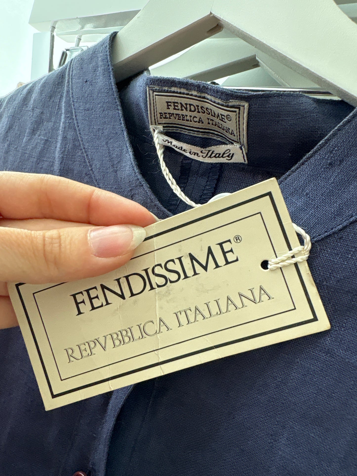 Rochie Fendi nouă cu etichetă jeans blue din in premium vintage anii 90 de arhivă / colecție