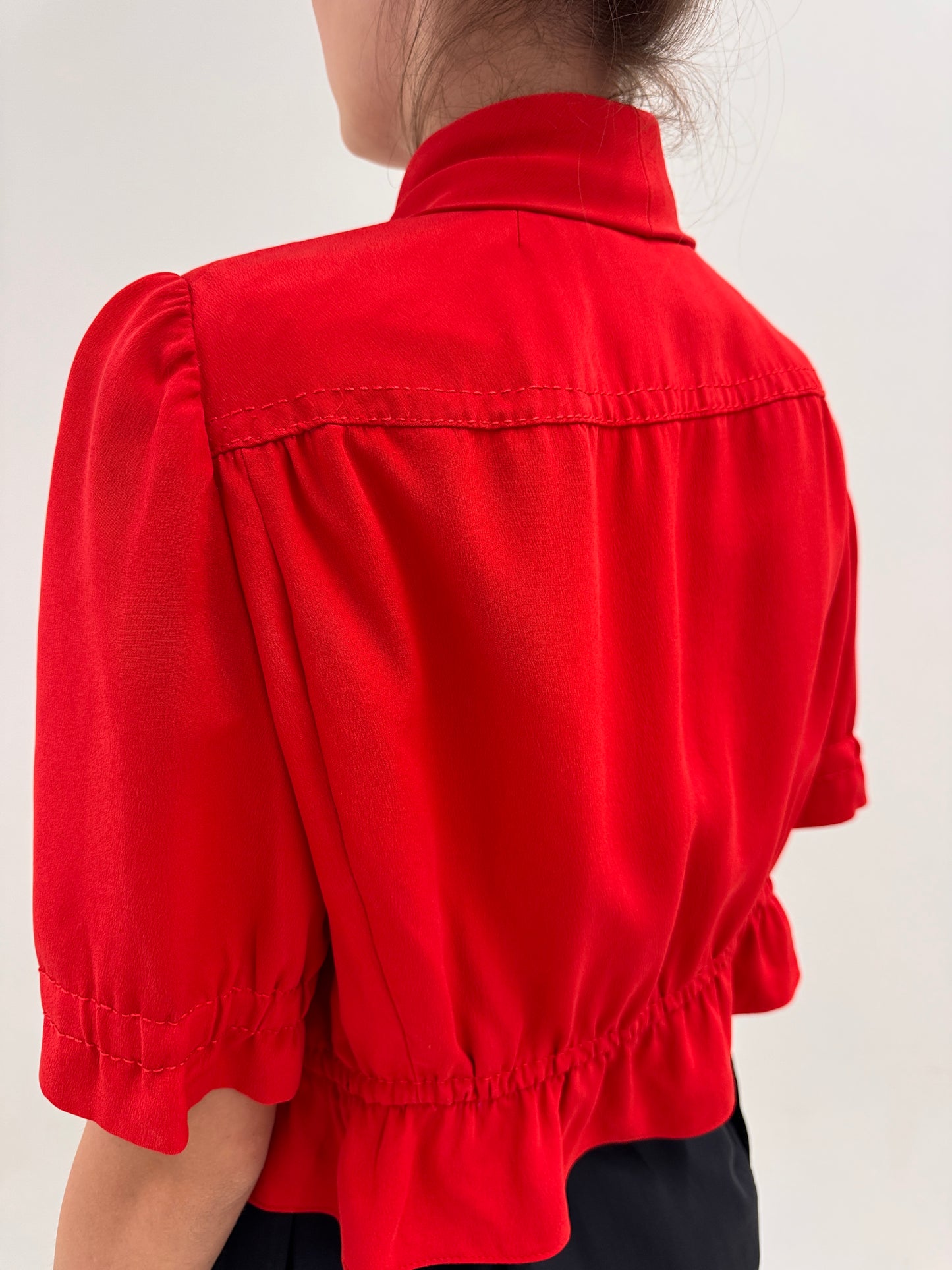 Jacheta / cămașă din mătase naturală in croi ultra chic cherry red