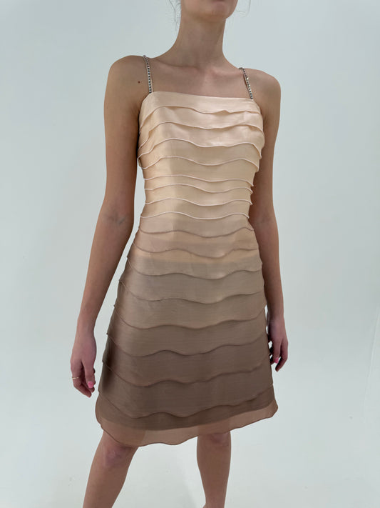 Rochie couture din mătase naturală perlata in degrade cu corsaj