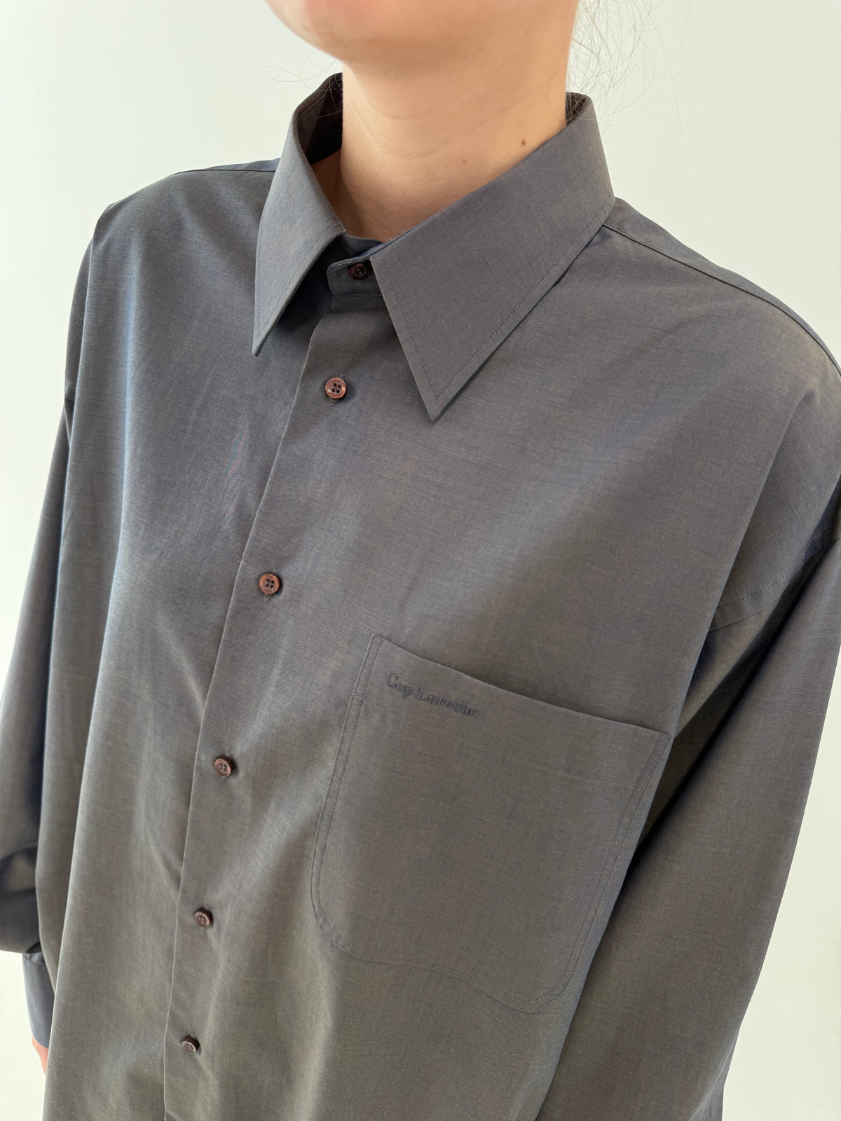 Cămașa luxury Guy Laroche plus size din poplin excepțional perlat de bumbac plin
