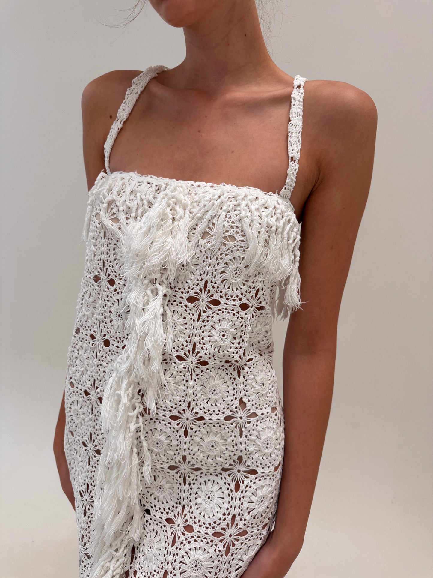 Rochie maxi spectaculoasă tall din macrame lucrat manual