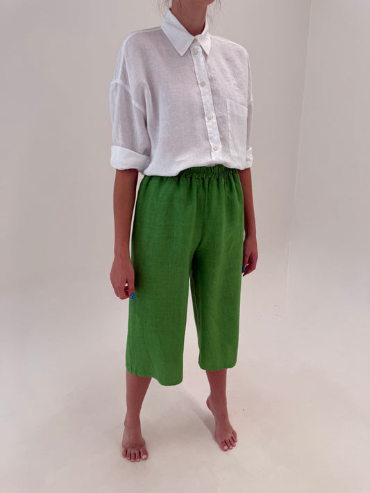 Cullotes Kelly green din in premium cu talie ultra înaltă elastică